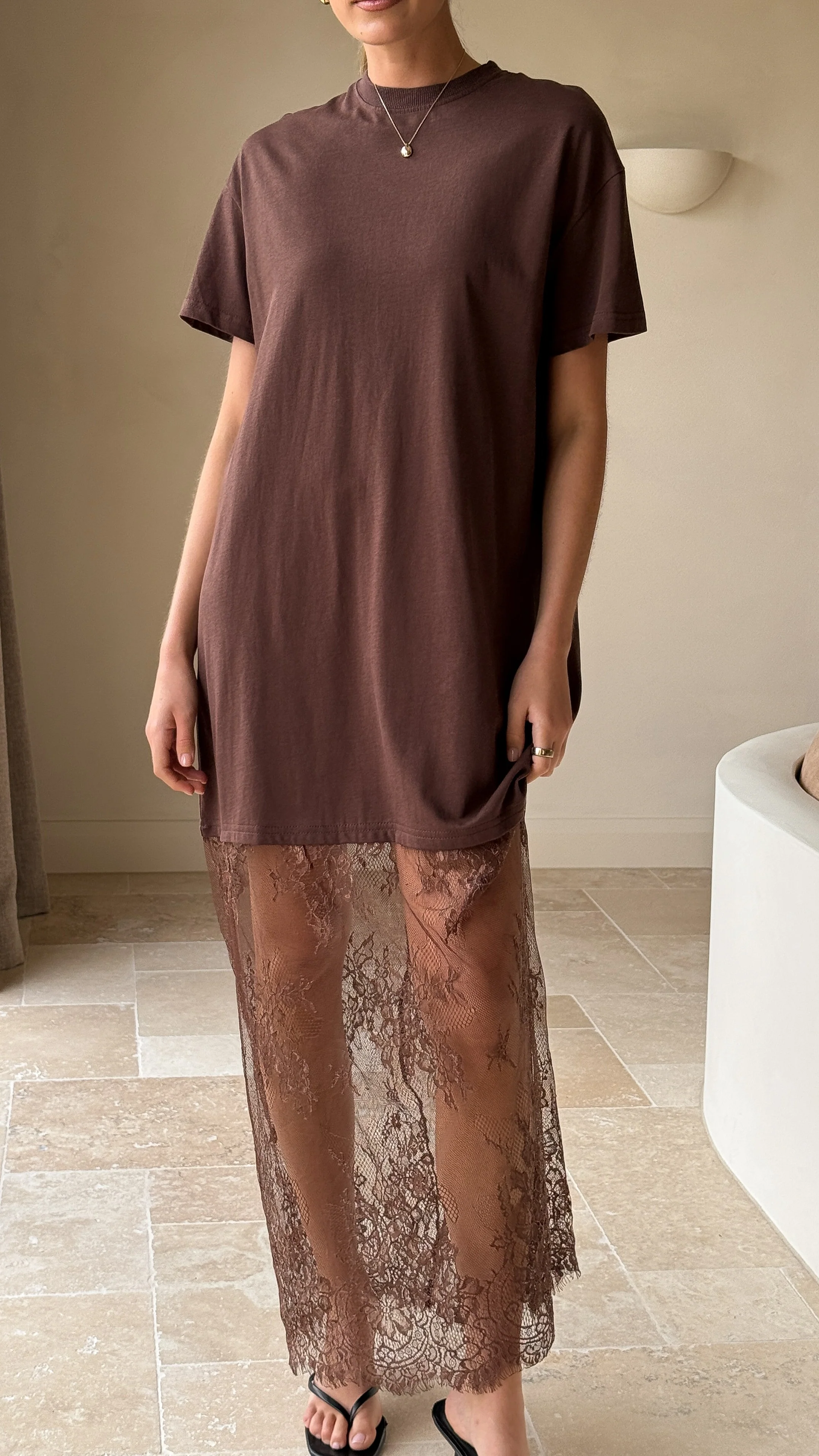 Adora T-Shirt Maxi Dress - Chocolate - Image 3
