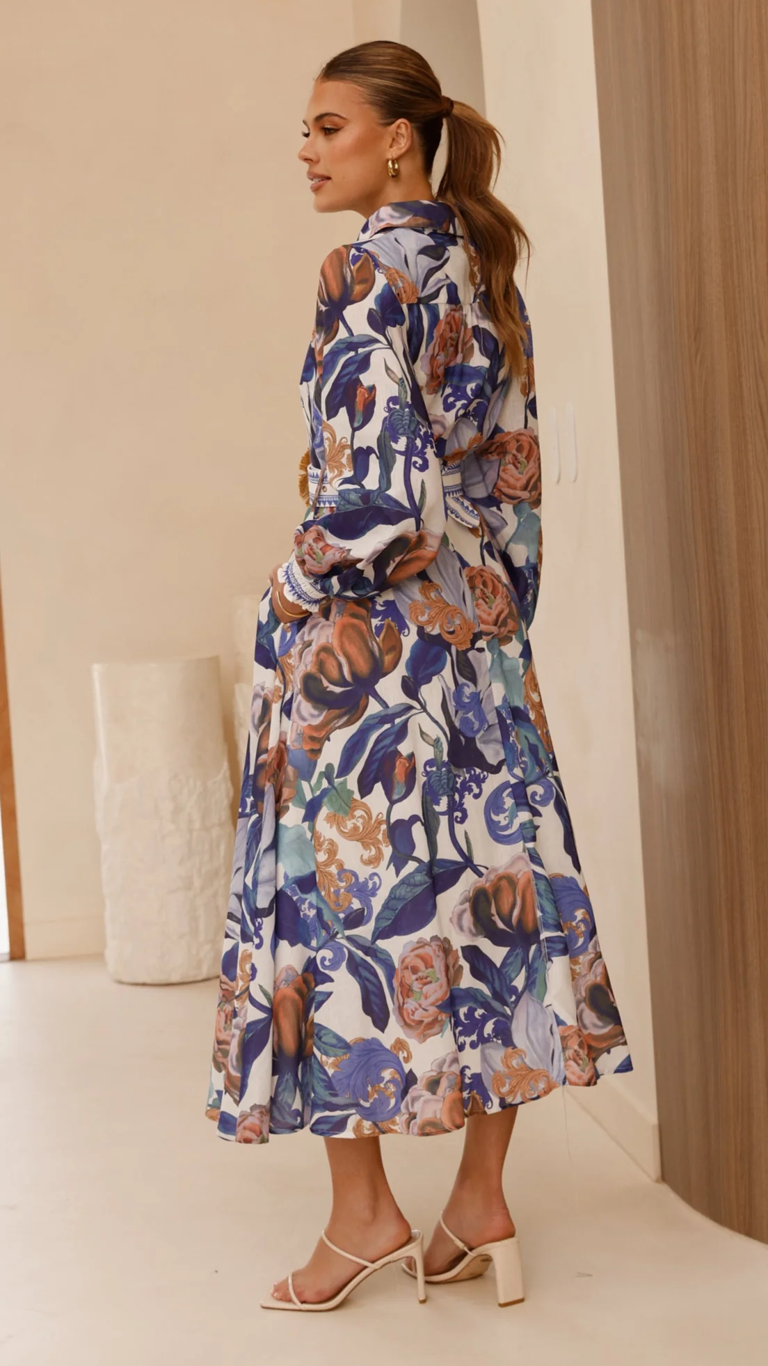 Aida Long Sleeve Maxi Dress - Azure Blue - Image 2