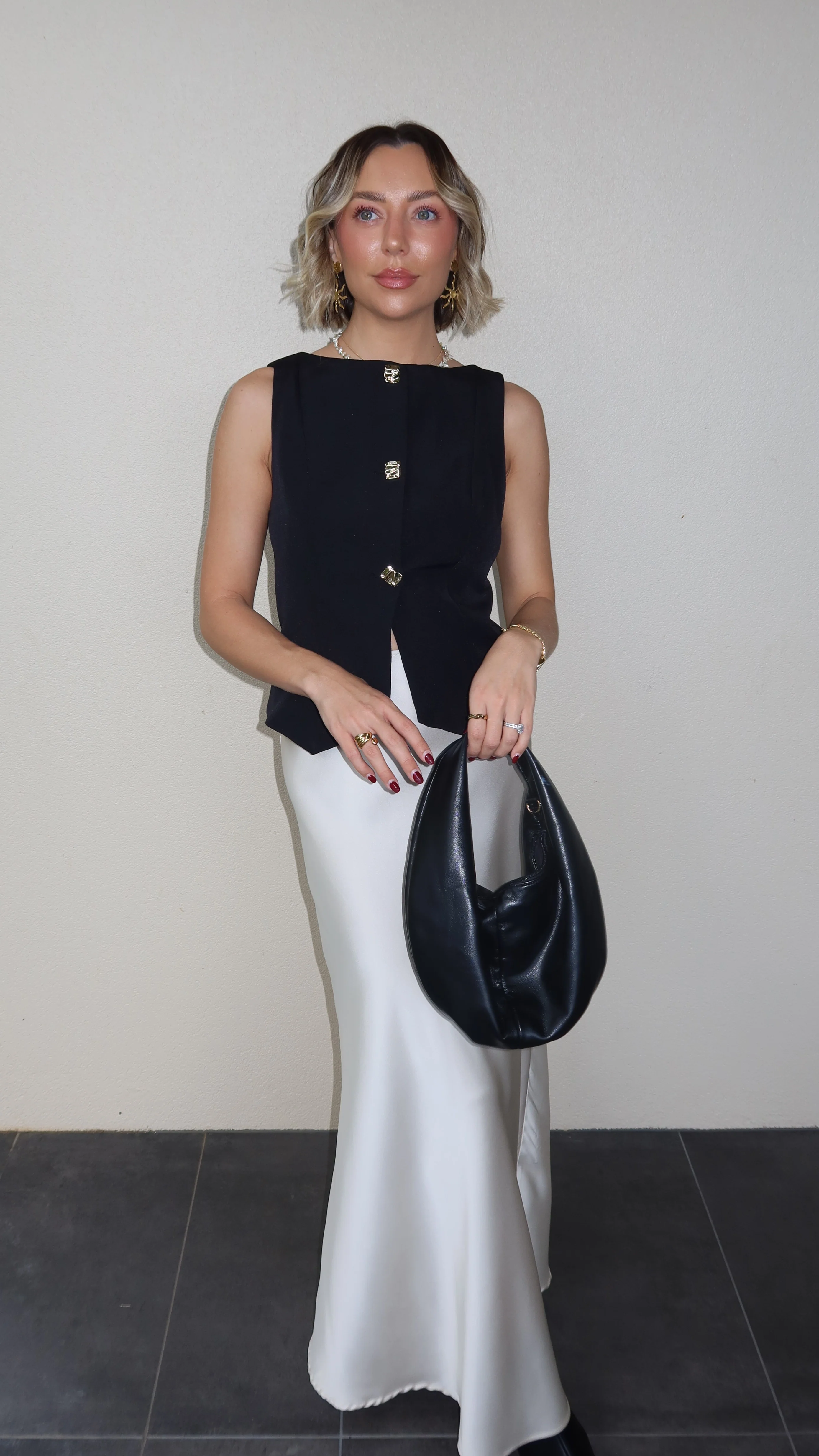 Alexis Button Up Vest - Black - Image 5