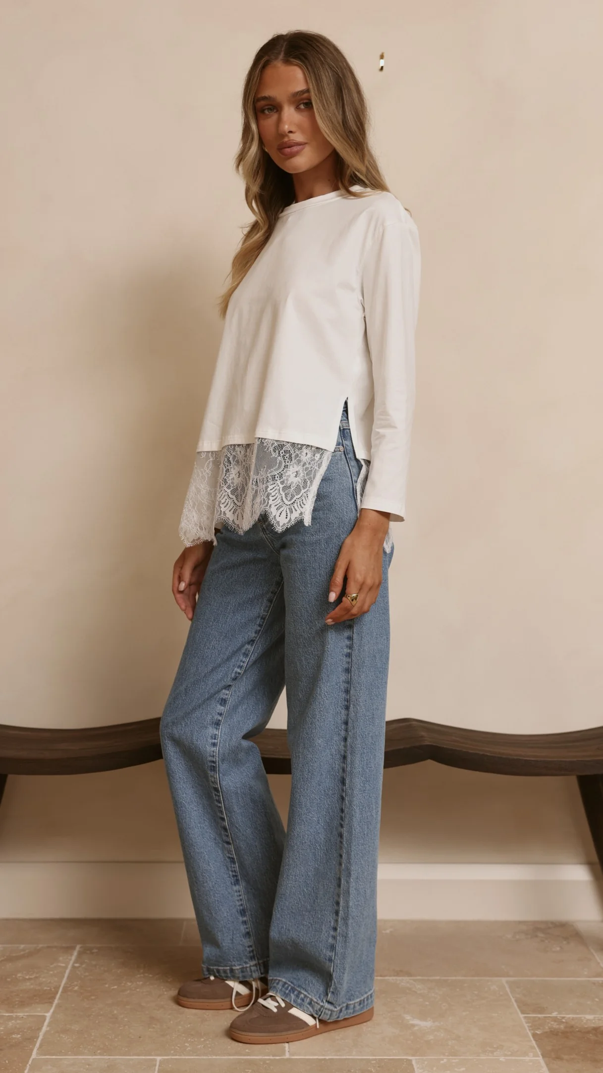 Alina Lace Trim Top - White - Image 8