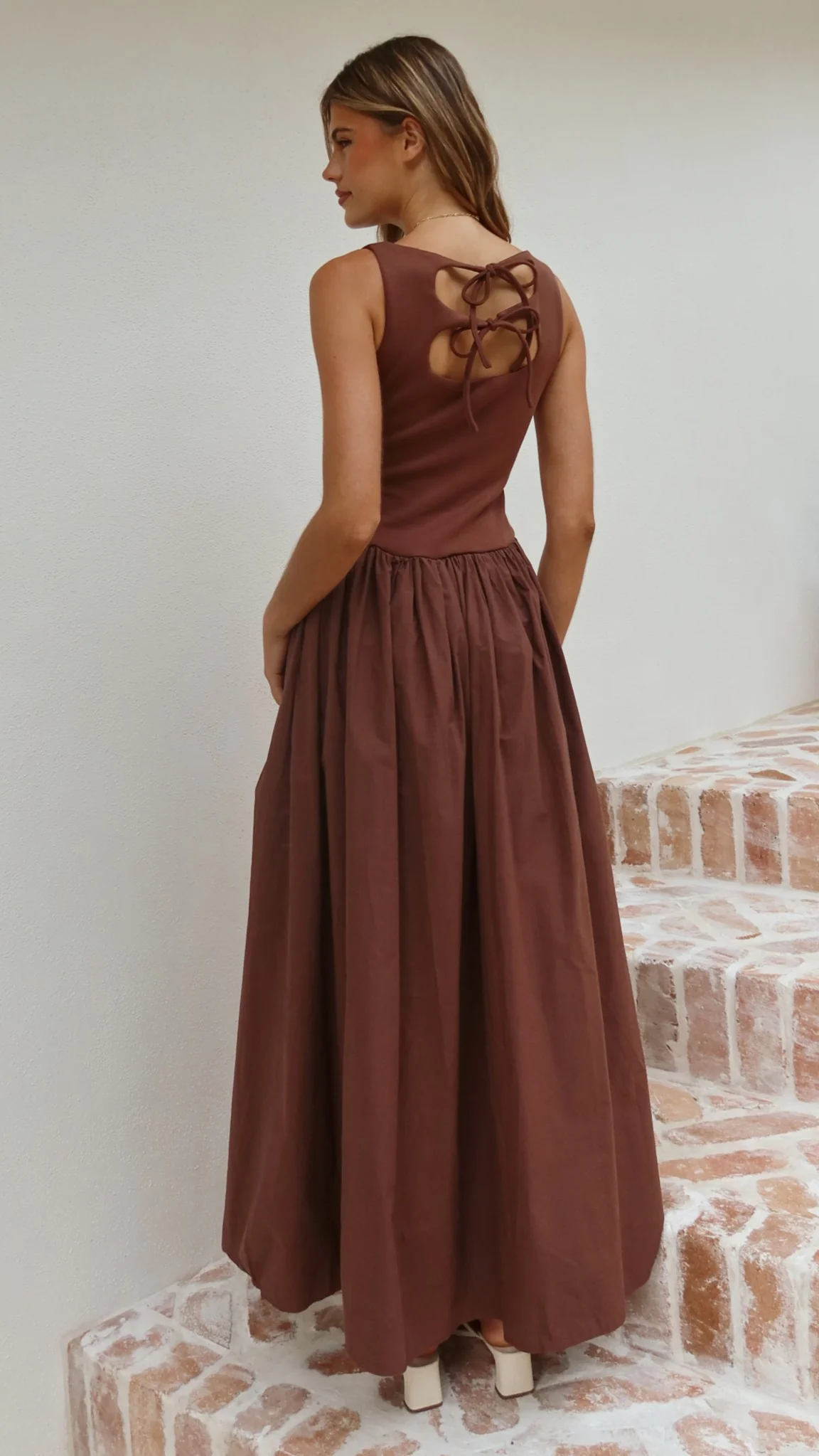 Alita Maxi Dress - Chocolate - Image 2