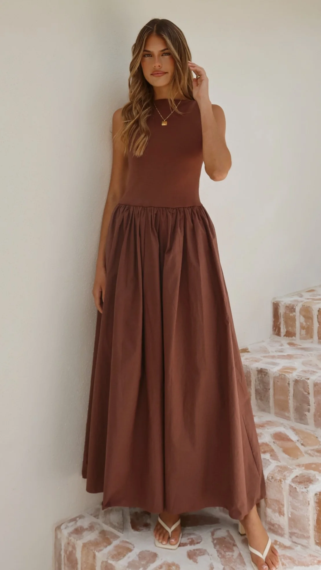 Alita Maxi Dress - Chocolate - Image 4