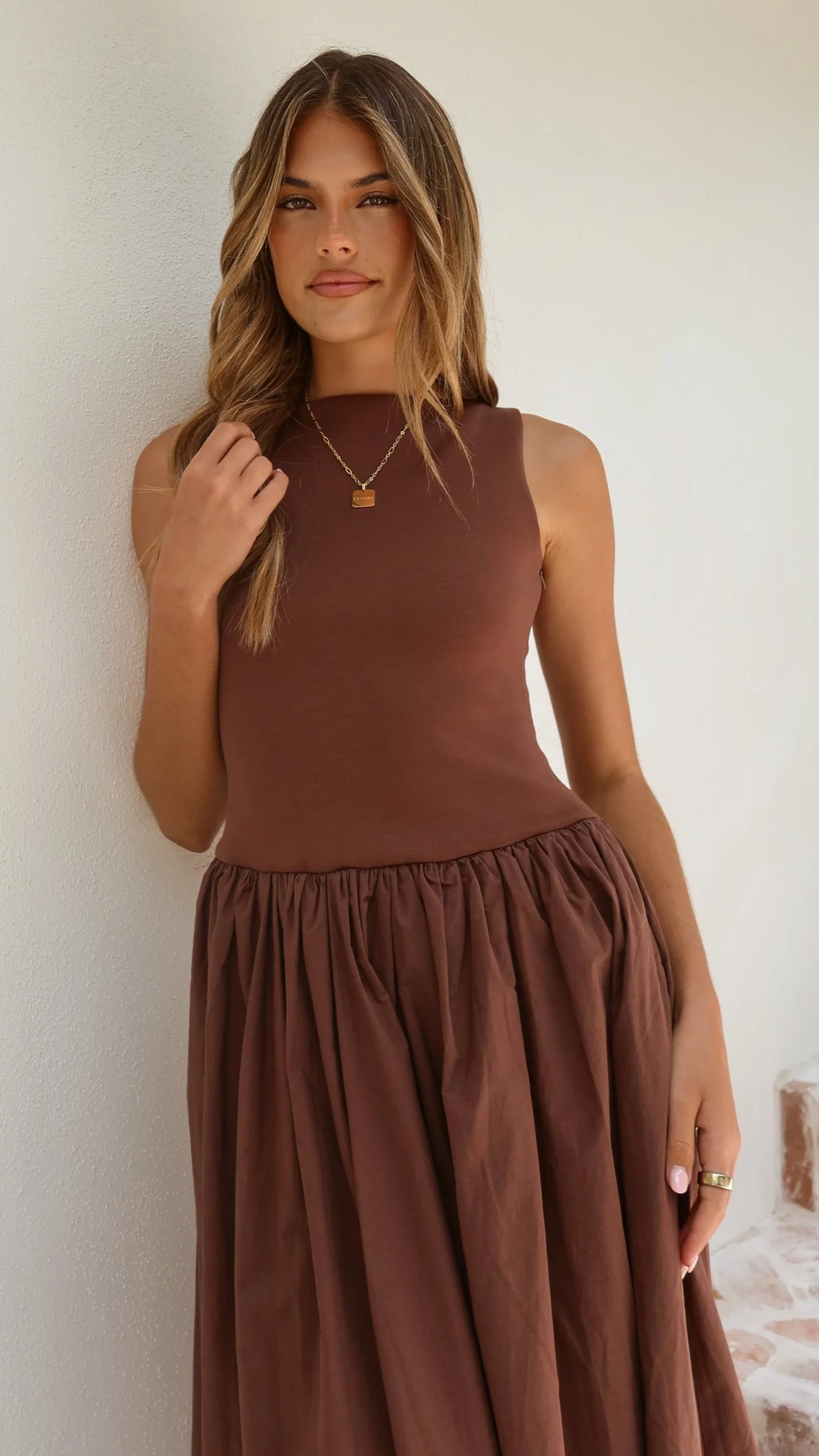 Alita Maxi Dress - Chocolate - Image 5