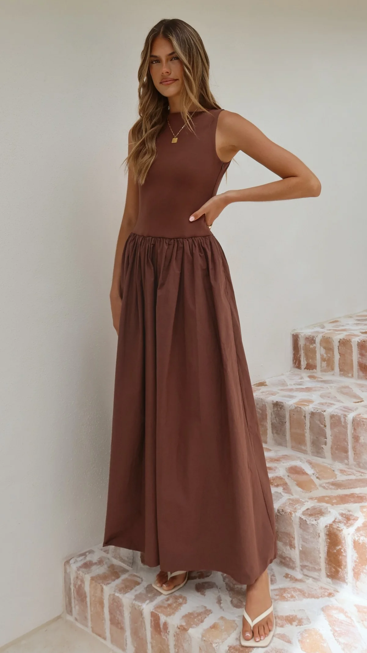 Alita Maxi Dress - Chocolate - Image 6