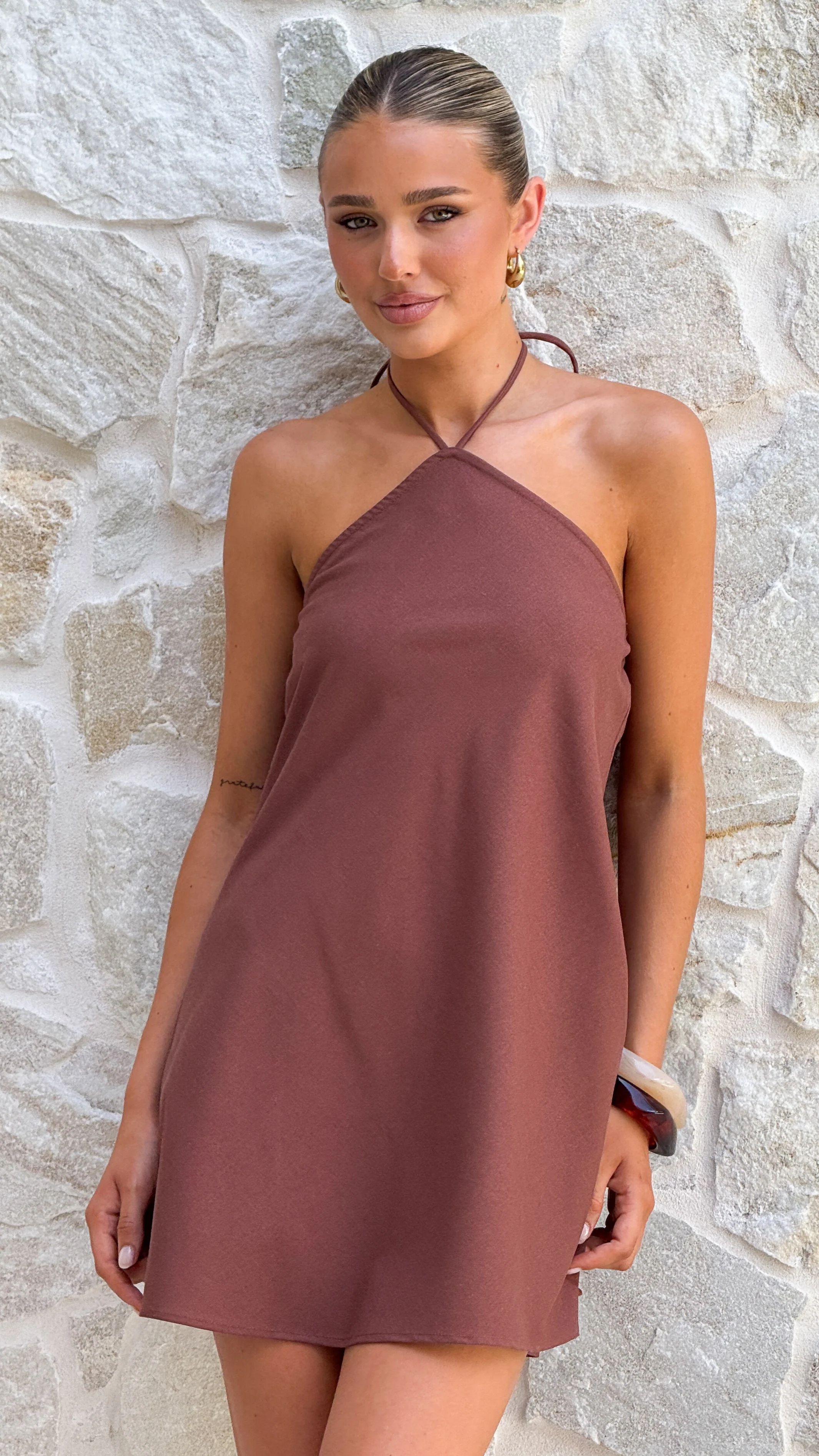 Alita Mini Dress - Chocolate - Image 4