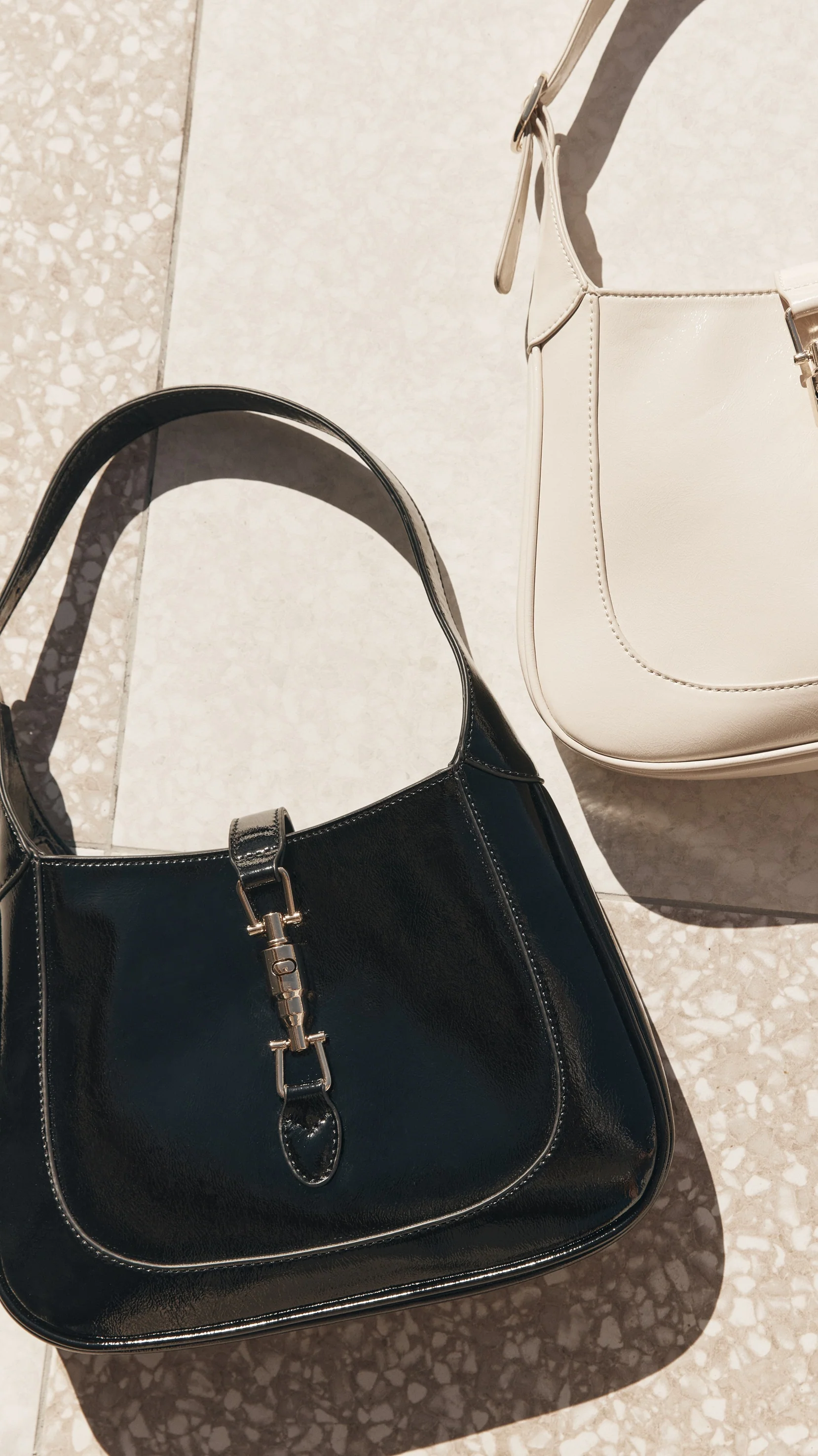 Alix Shoulder Bag - Black Crinkle Patent - Image 2