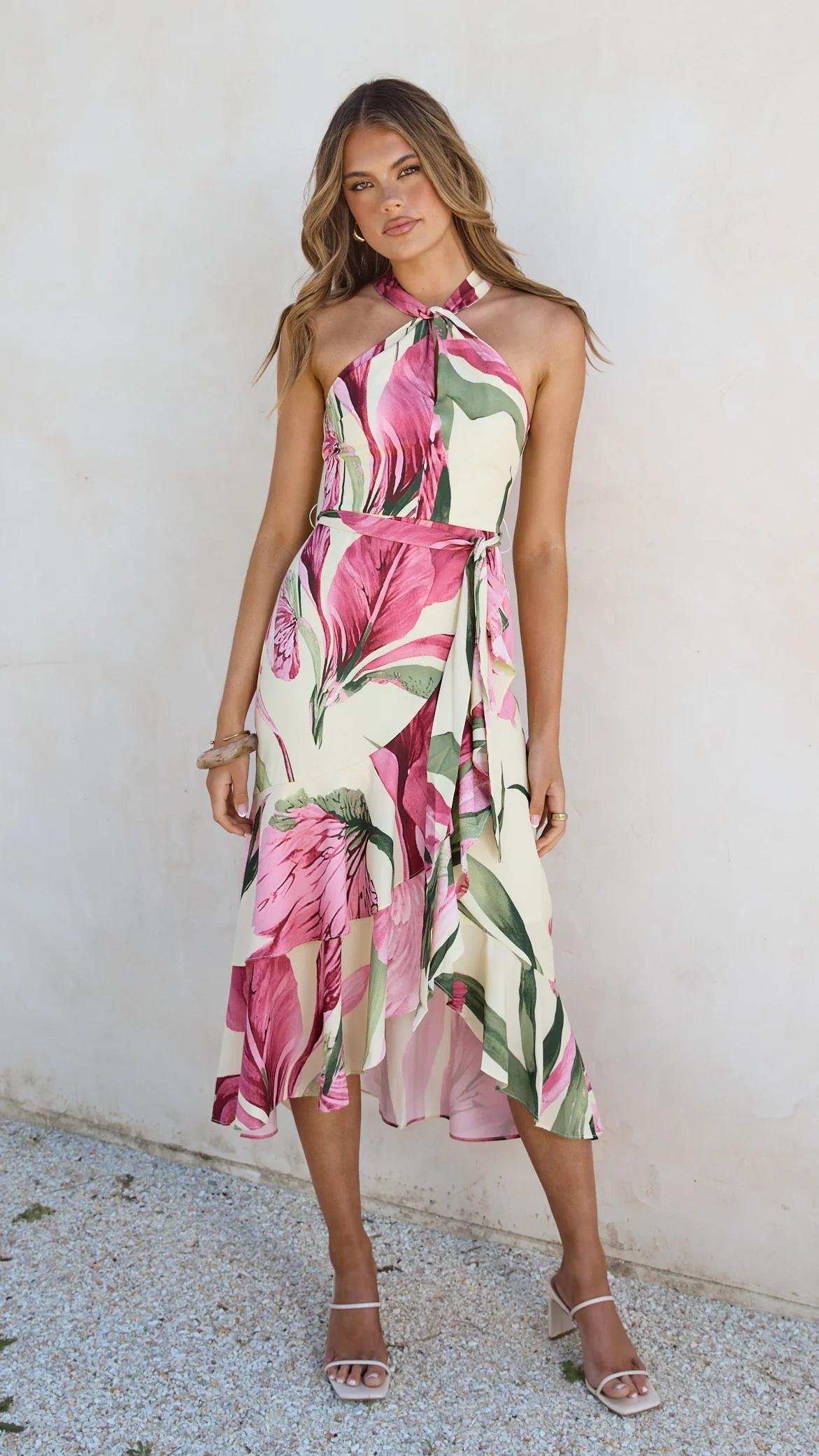 Alma Midi Dress - Lemon/Pink Floral - Image 4