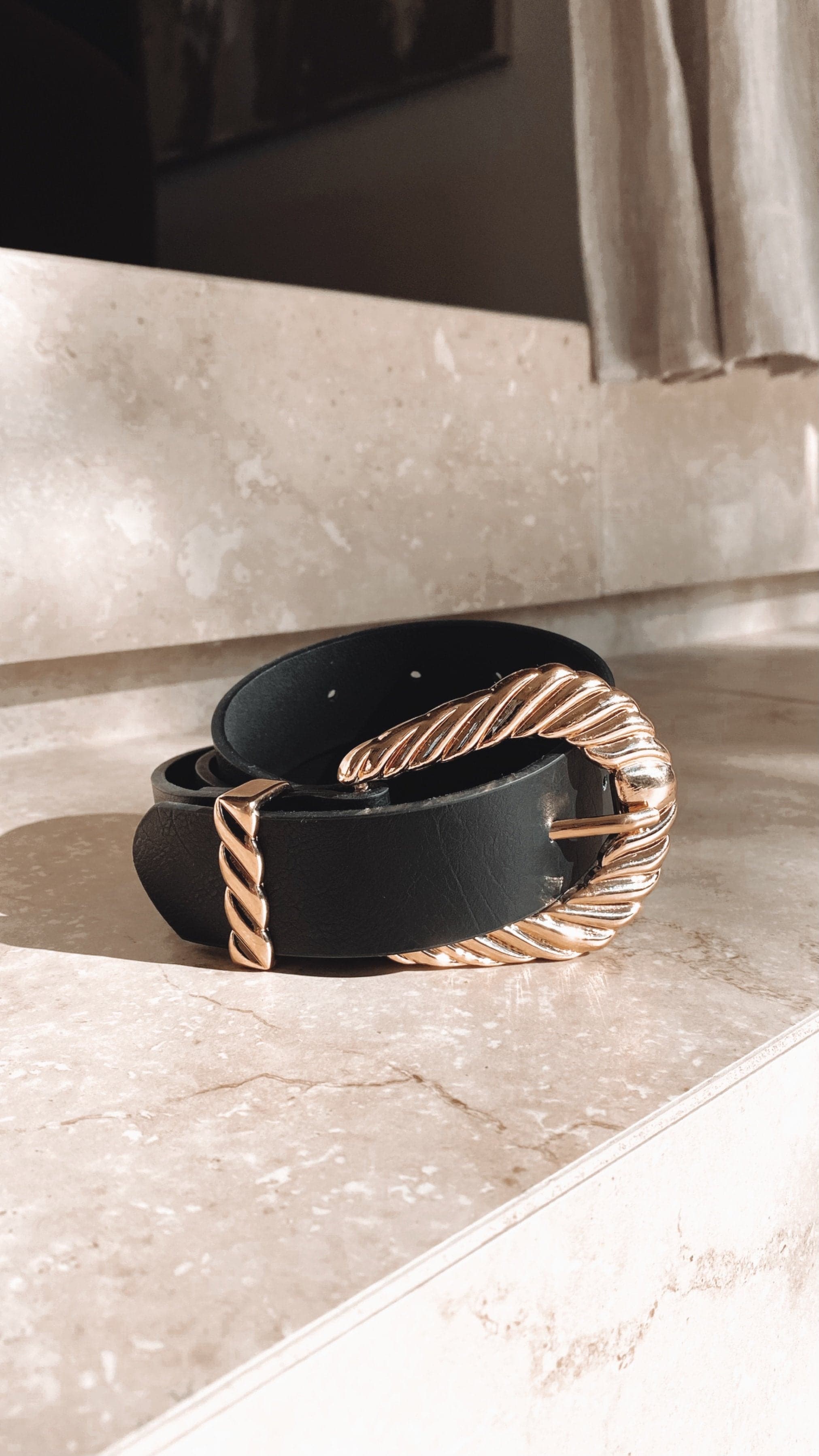 Amelie Twist Buckle Belt - Black/Gold - Image 6