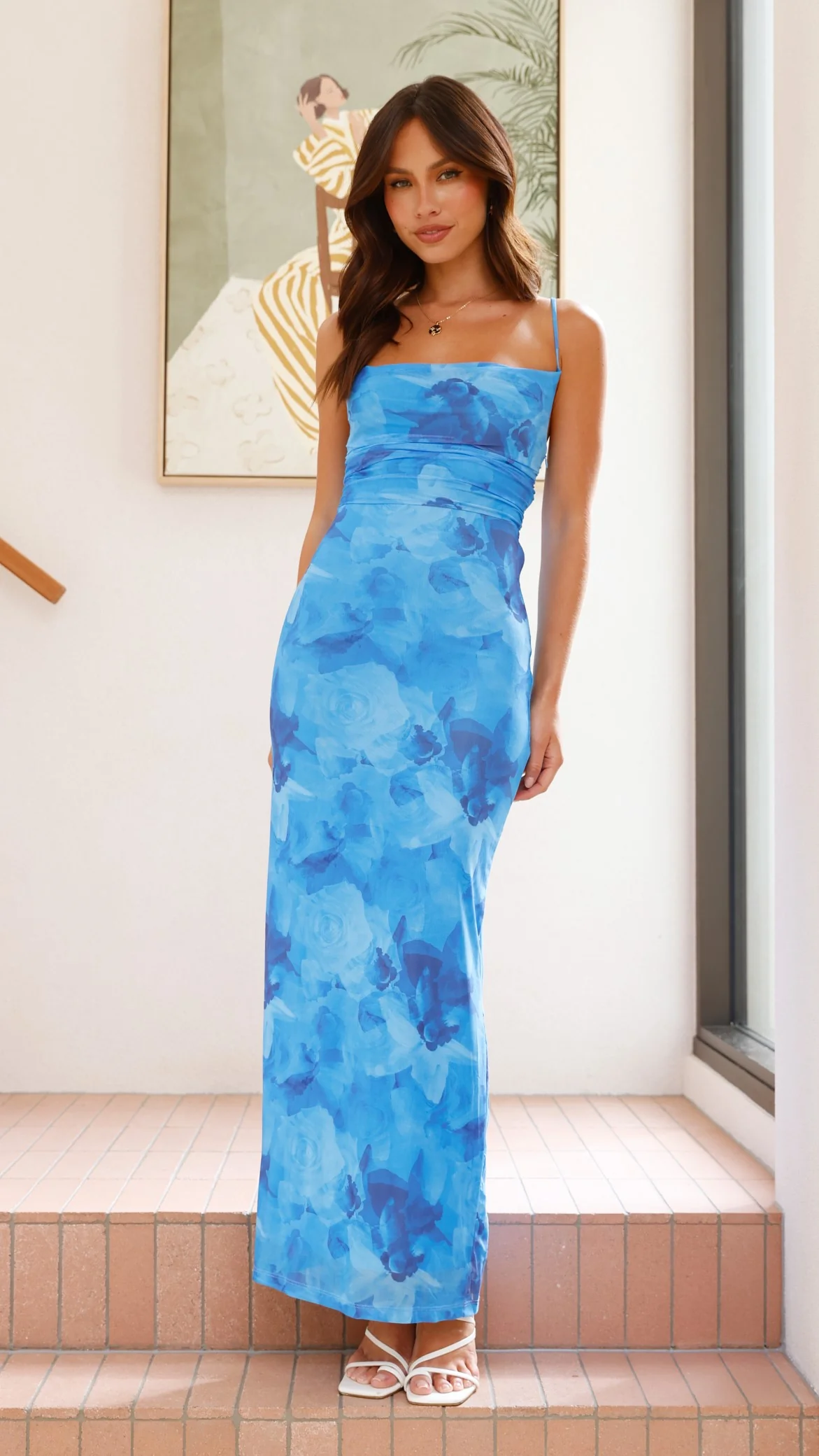 Ashley Maxi Dress - Dark Blue Floral - Image 10