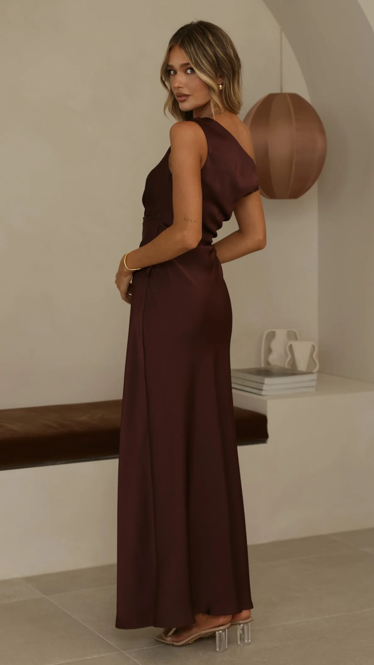 Auria Off Shoulder Maxi Dress - Chocolate - Image 2