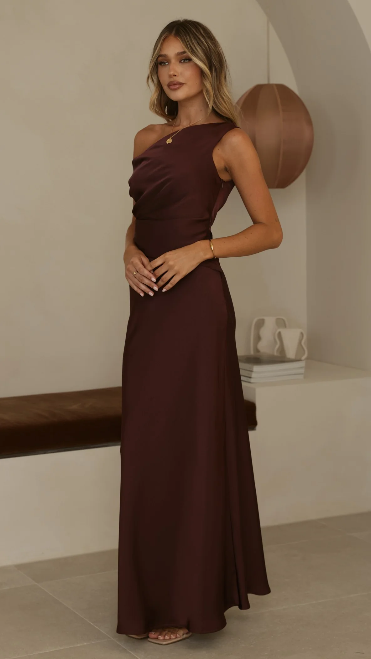 Auria Off Shoulder Maxi Dress - Chocolate - Image 4