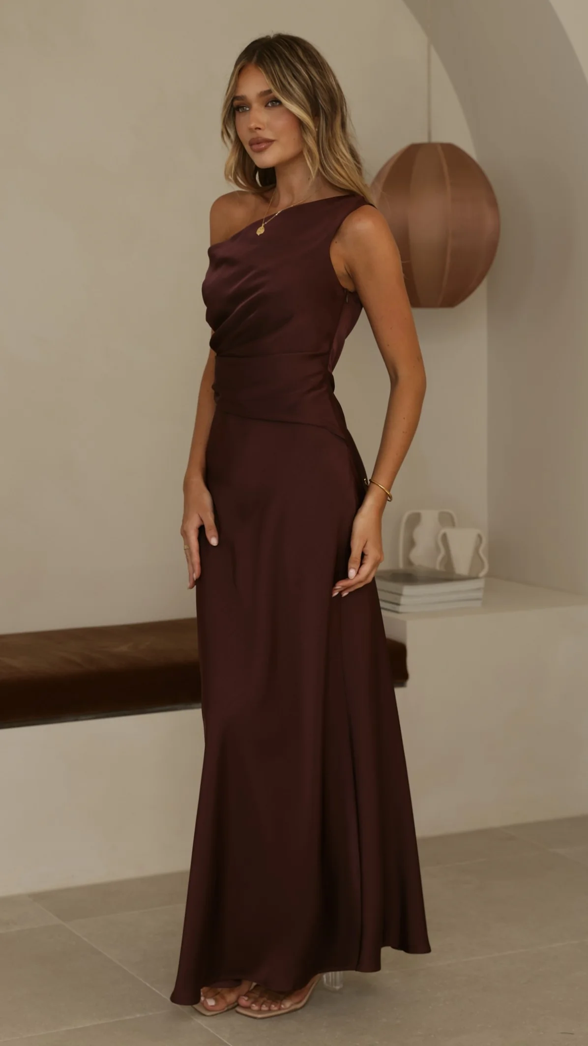 Auria Off Shoulder Maxi Dress - Chocolate - Image 9