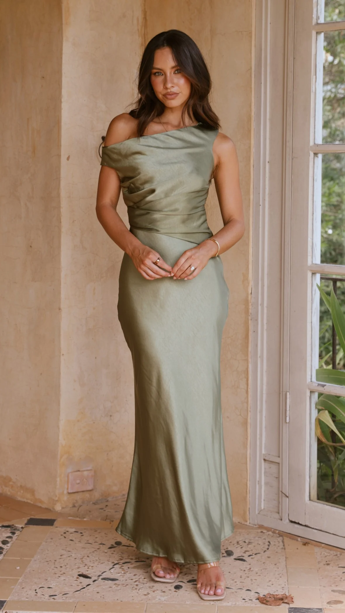 Auria Off Shoulder Maxi Dress - Olive - Image 6