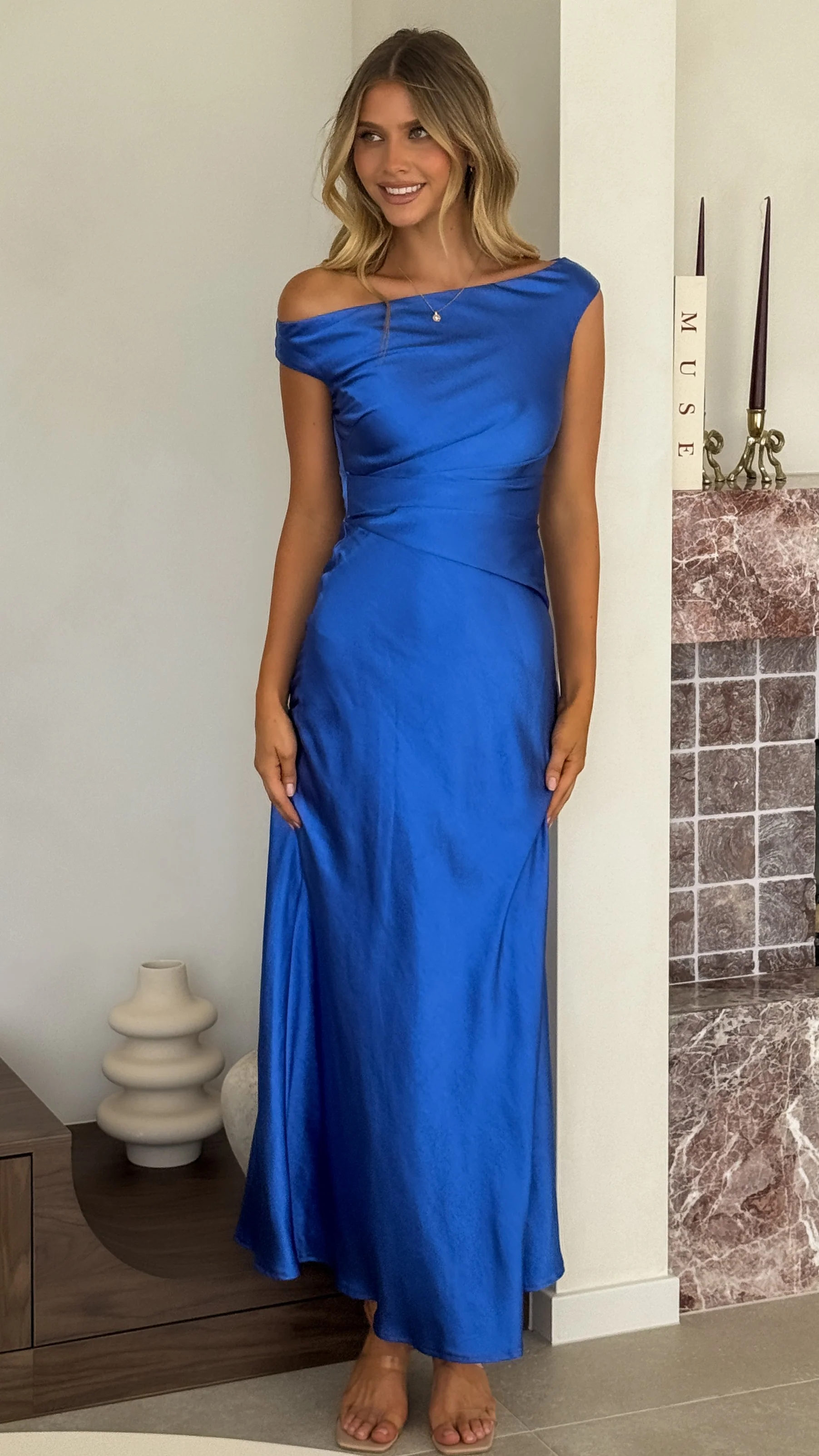Auria Off Shoulder Maxi Dress - Royal Blue - Image 4