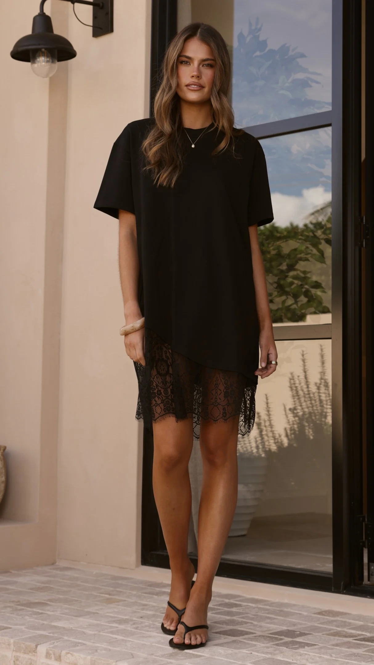 Avei Lace T-Shirt Mini Dress - Black - Image 3