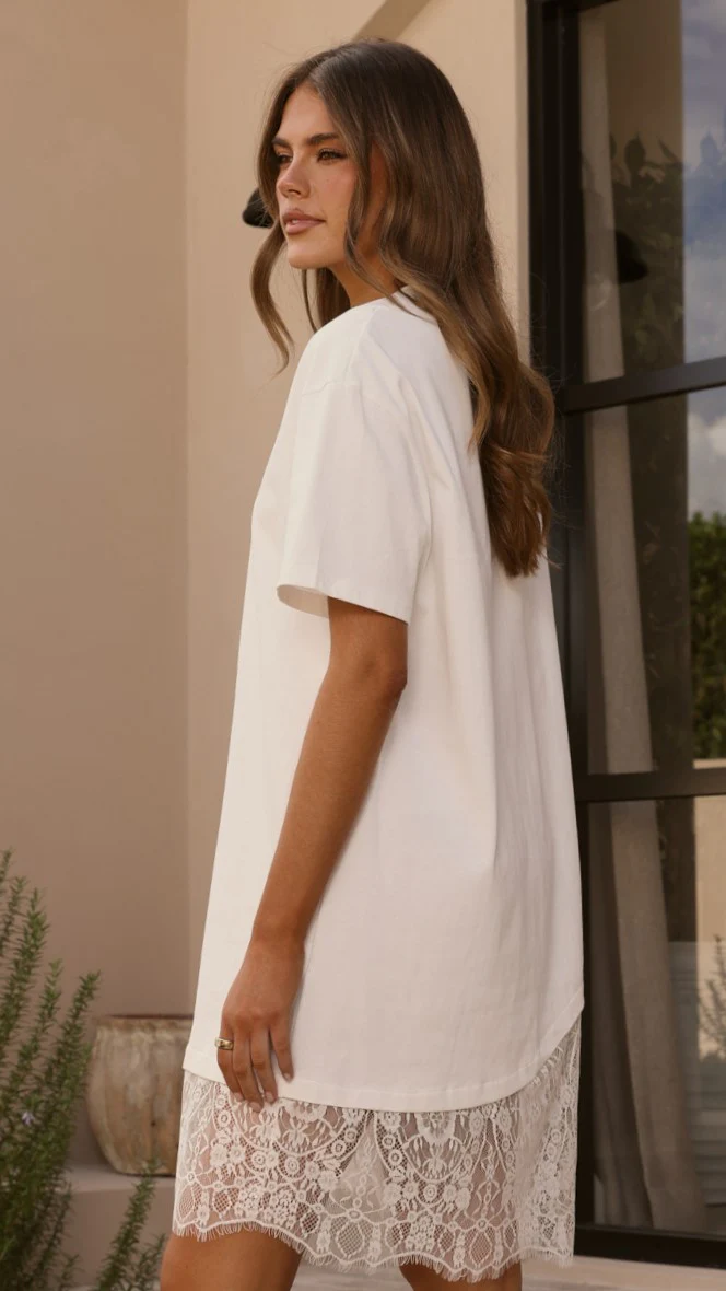 Avei Lace T-Shirt Mini Dress - White - Image 2