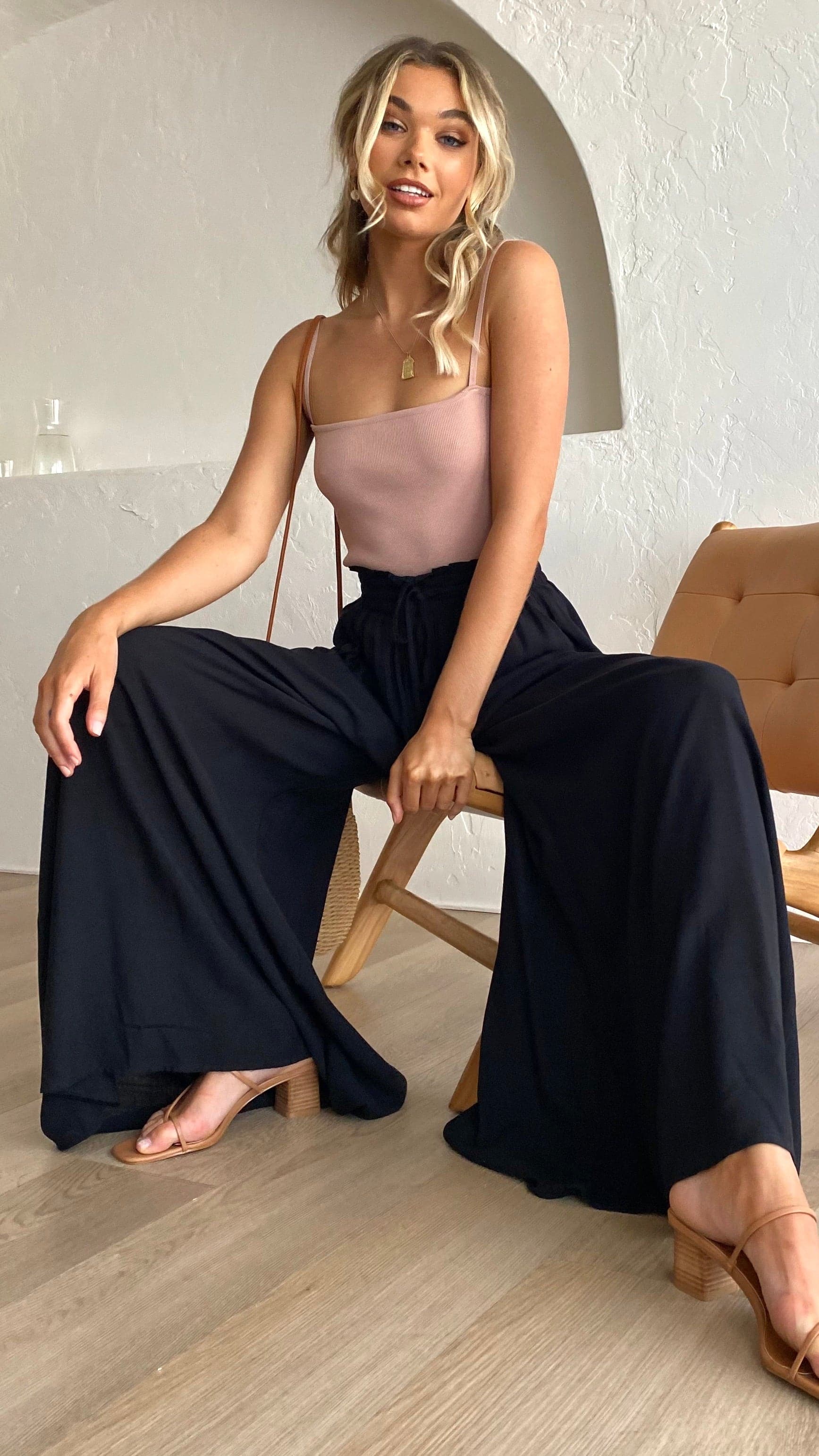 Avery Wide Leg Pants - Black - Image 2