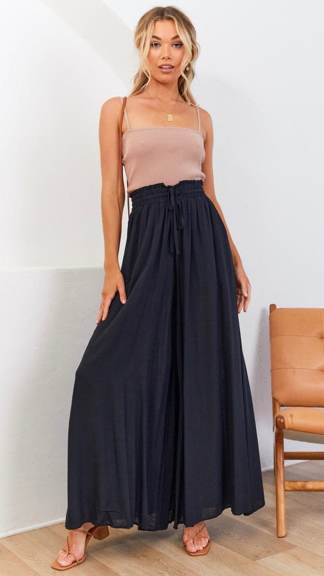 Avery Wide Leg Pants - Black - Image 3