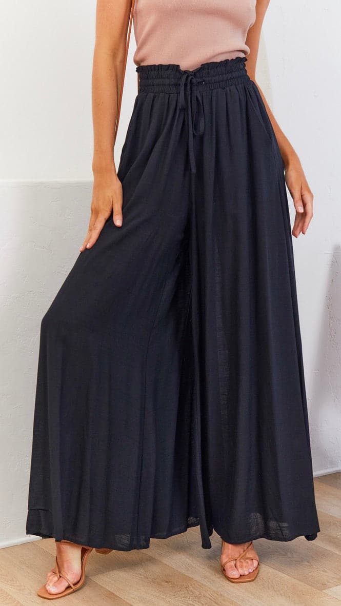 Avery Wide Leg Pants - Black - Image 6
