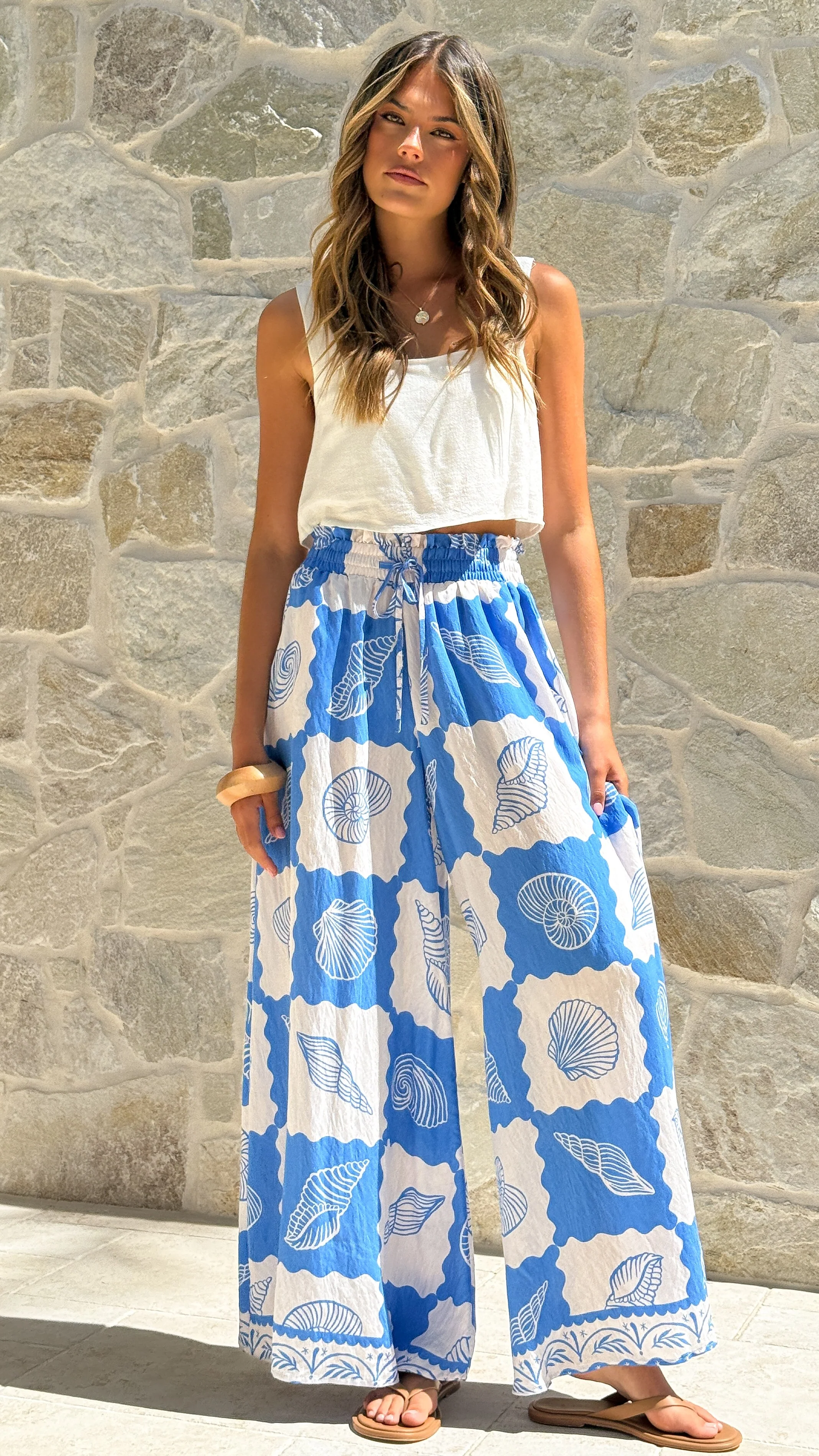 Avery Wide Leg Pants - La Mer Blue - Image 7