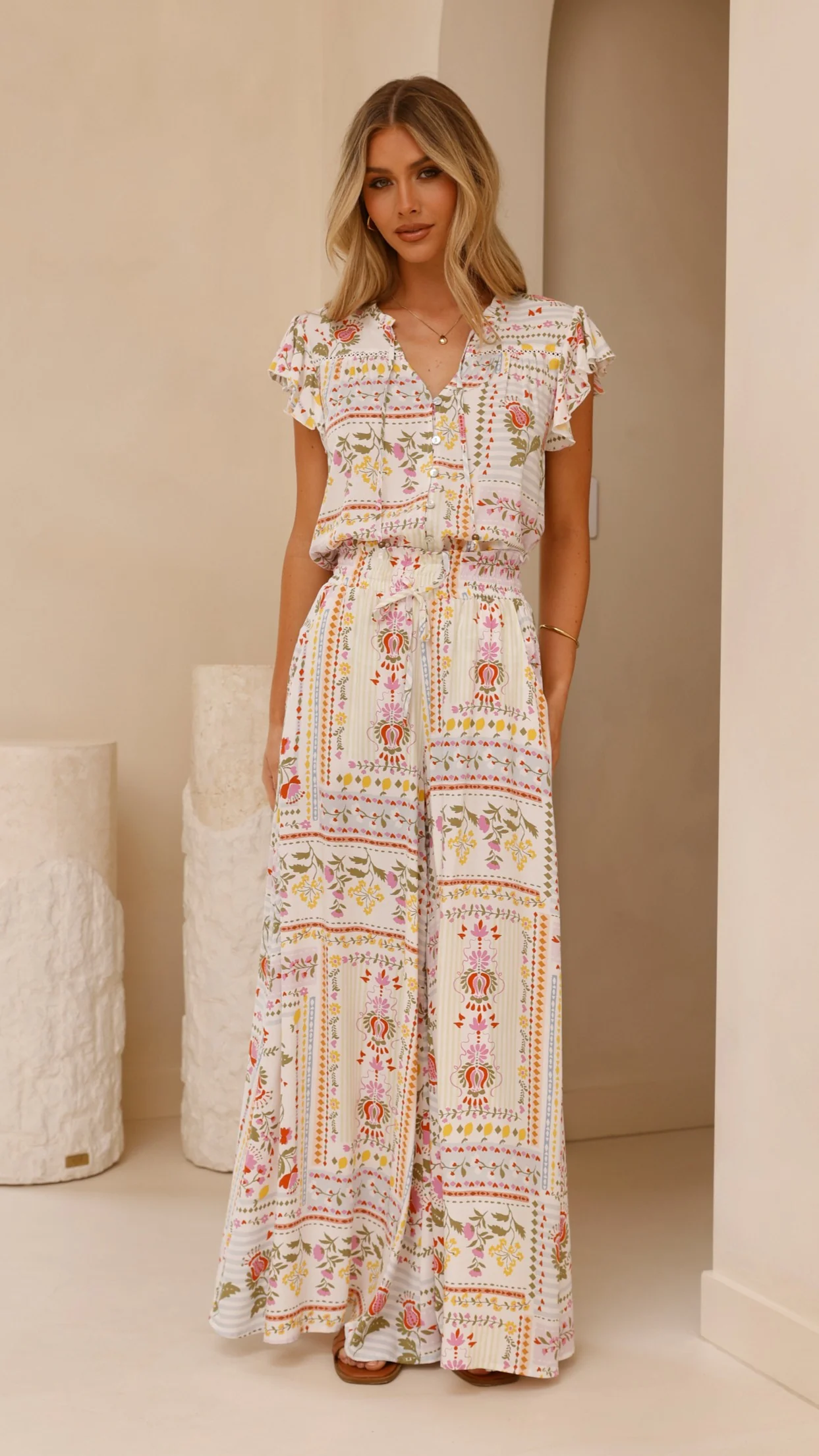 Avery Wide Leg Pants - Leah Print - Image 4