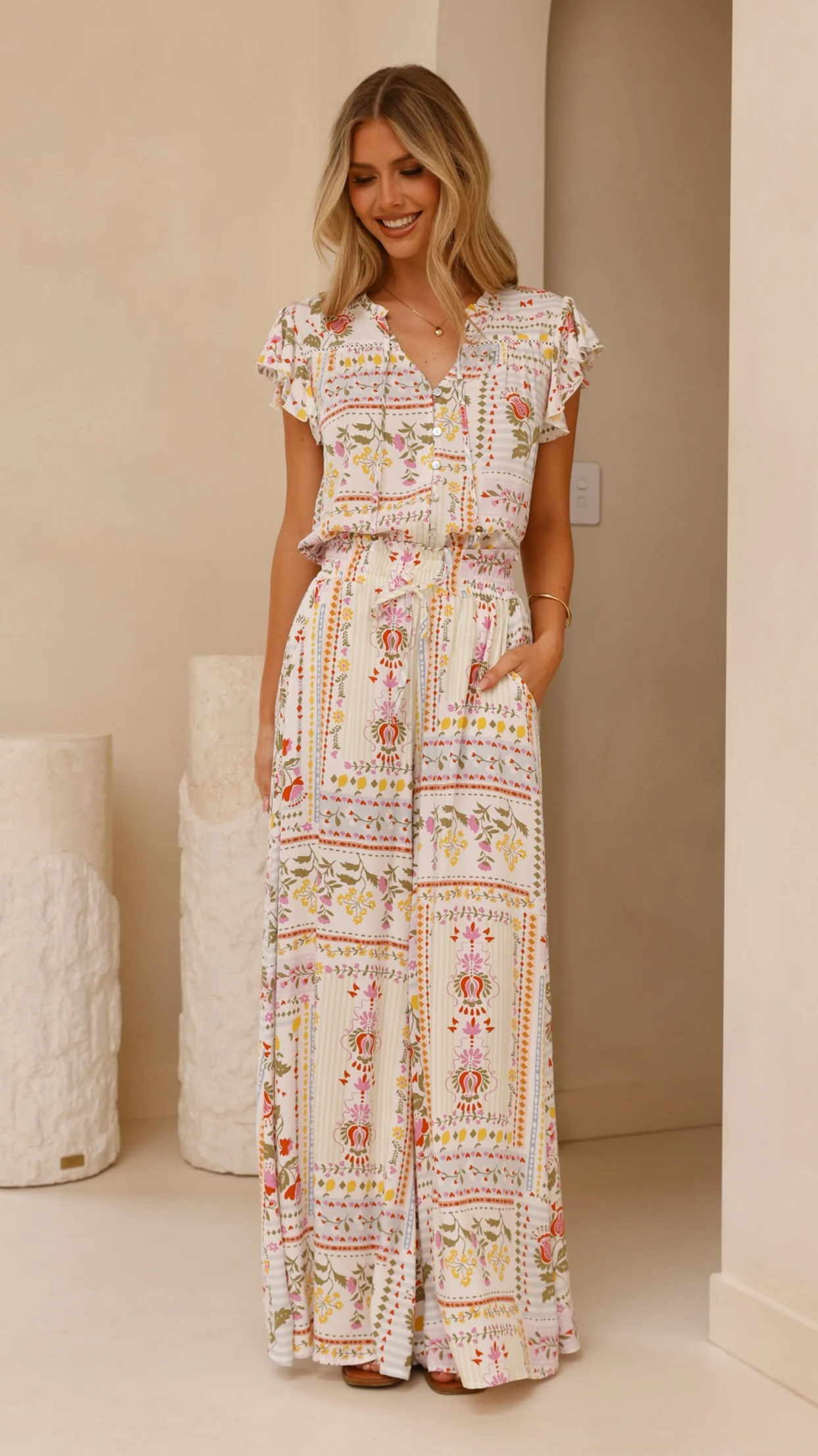 Avery Wide Leg Pants - Leah Print - Image 8