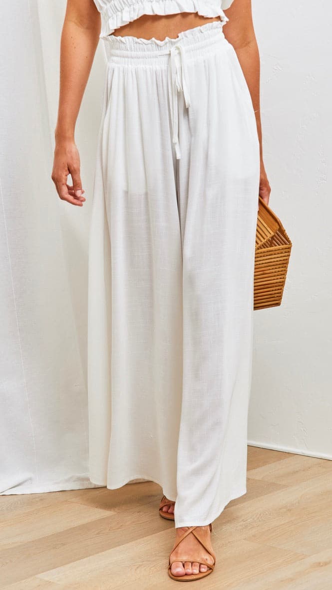 Avery Wide Leg Pants - White - Image 10