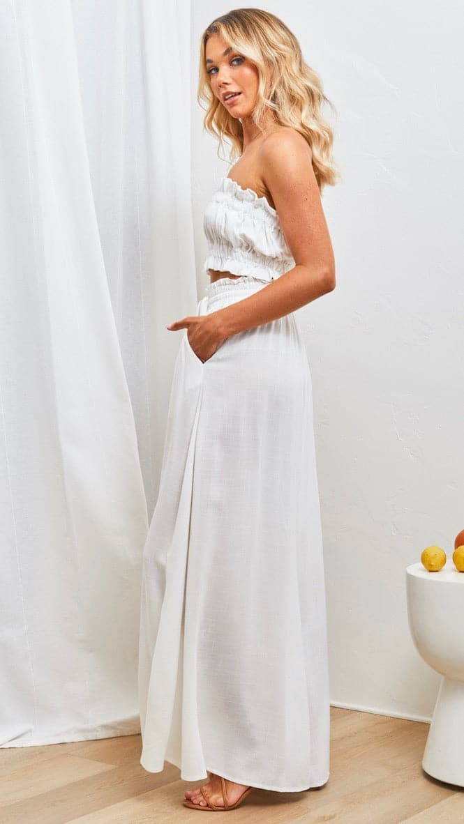 Avery Wide Leg Pants - White - Image 11