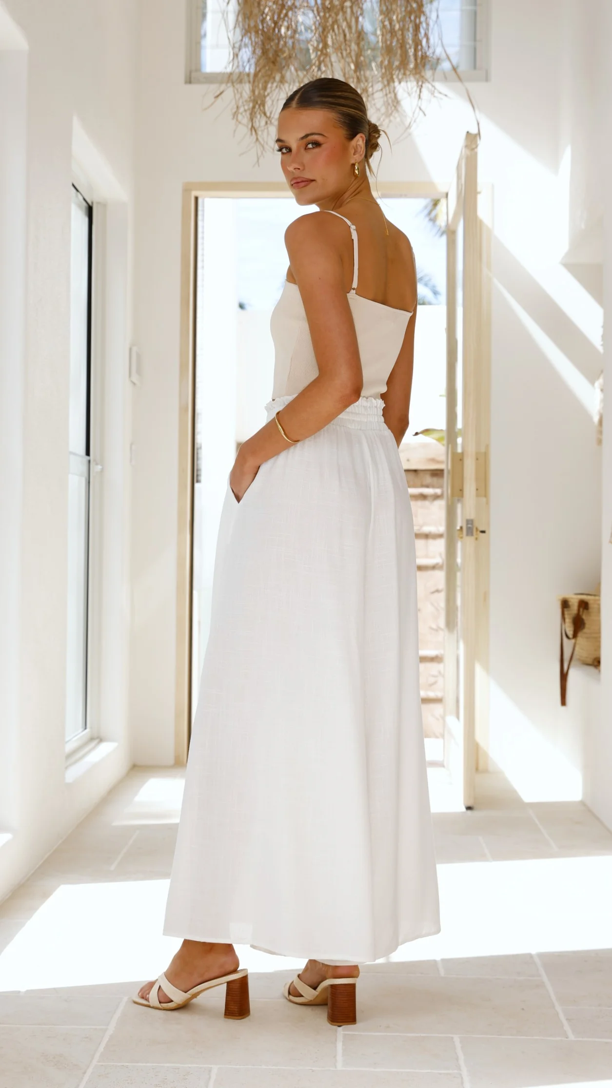 Avery Wide Leg Pants - White - Image 2