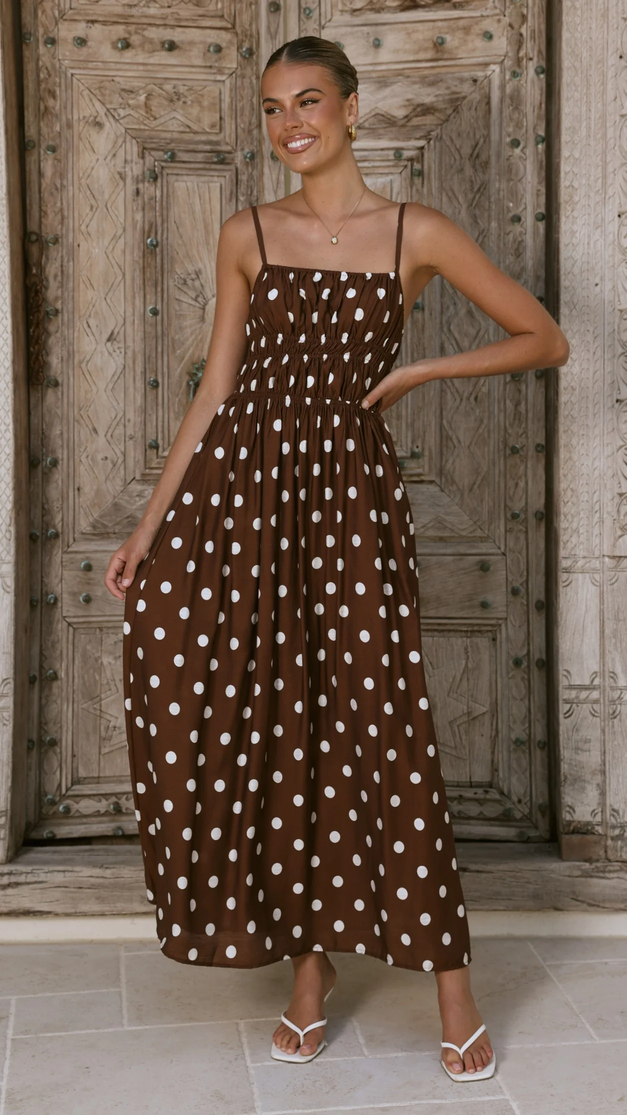 Balina Maxi Dress - Chocolate Polka - Image 8