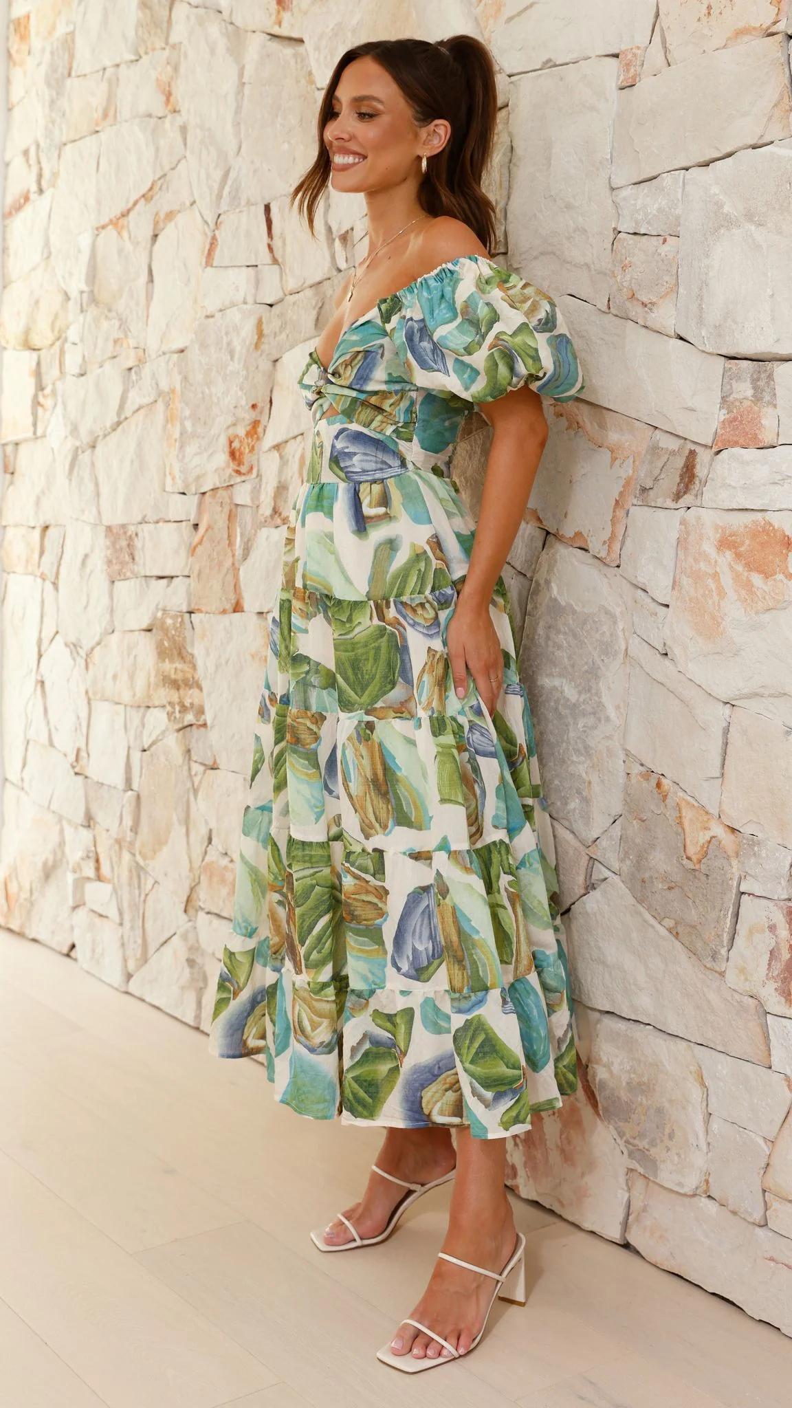 Balthazar Maxi Dress - Green / Blue Print - Image 10