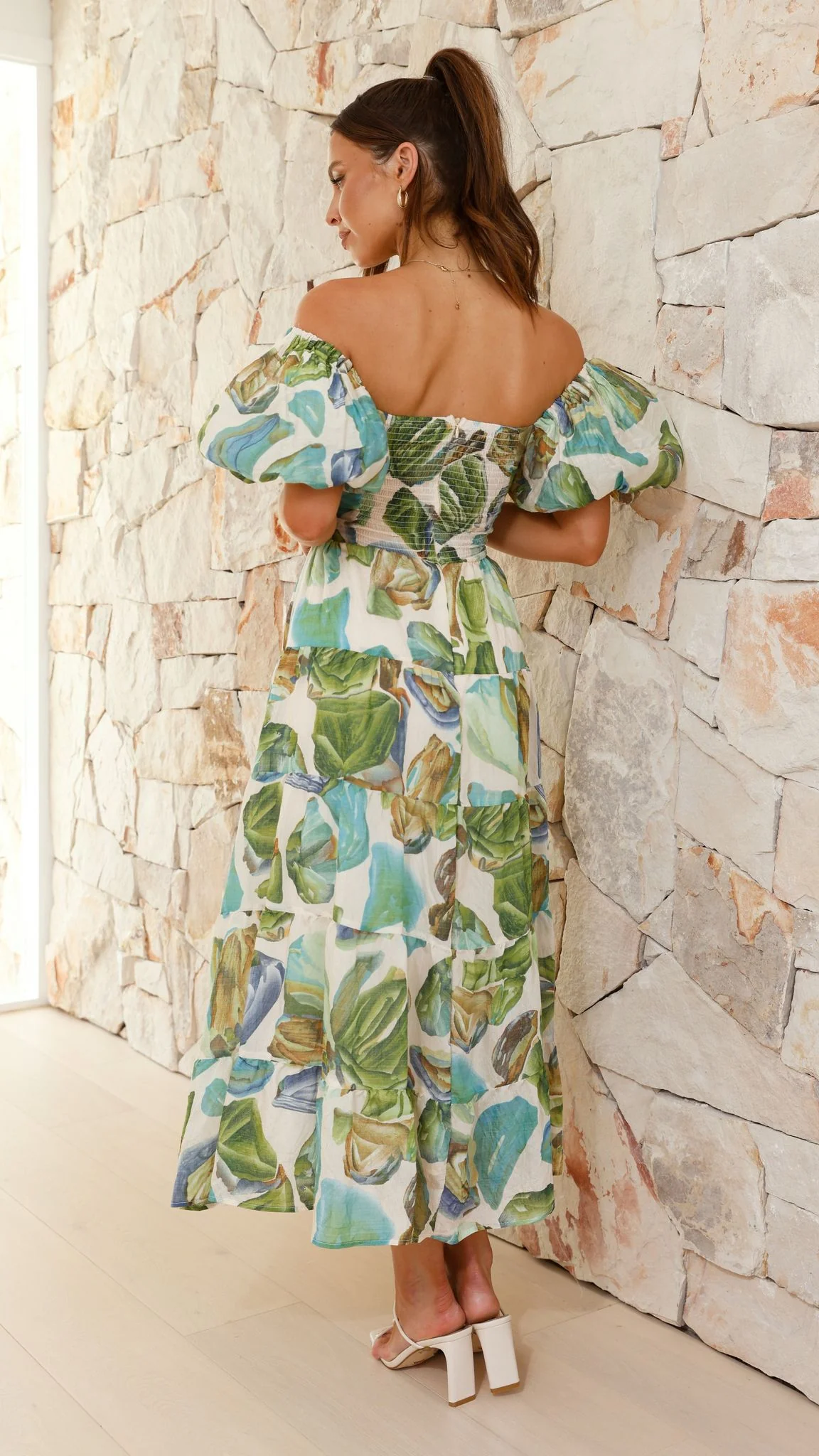 Balthazar Maxi Dress - Green / Blue Print - Image 2