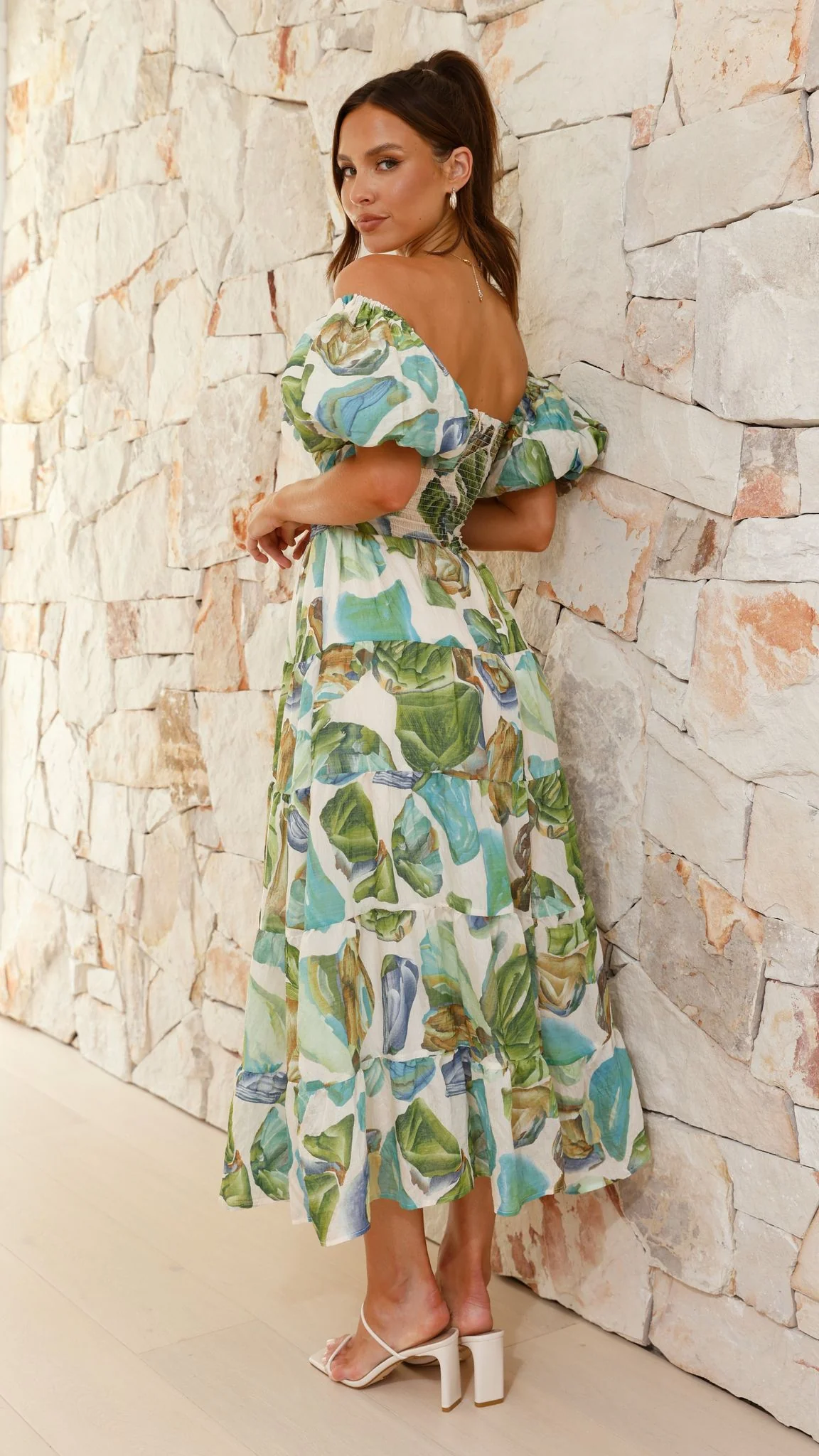 Balthazar Maxi Dress - Green / Blue Print - Image 9