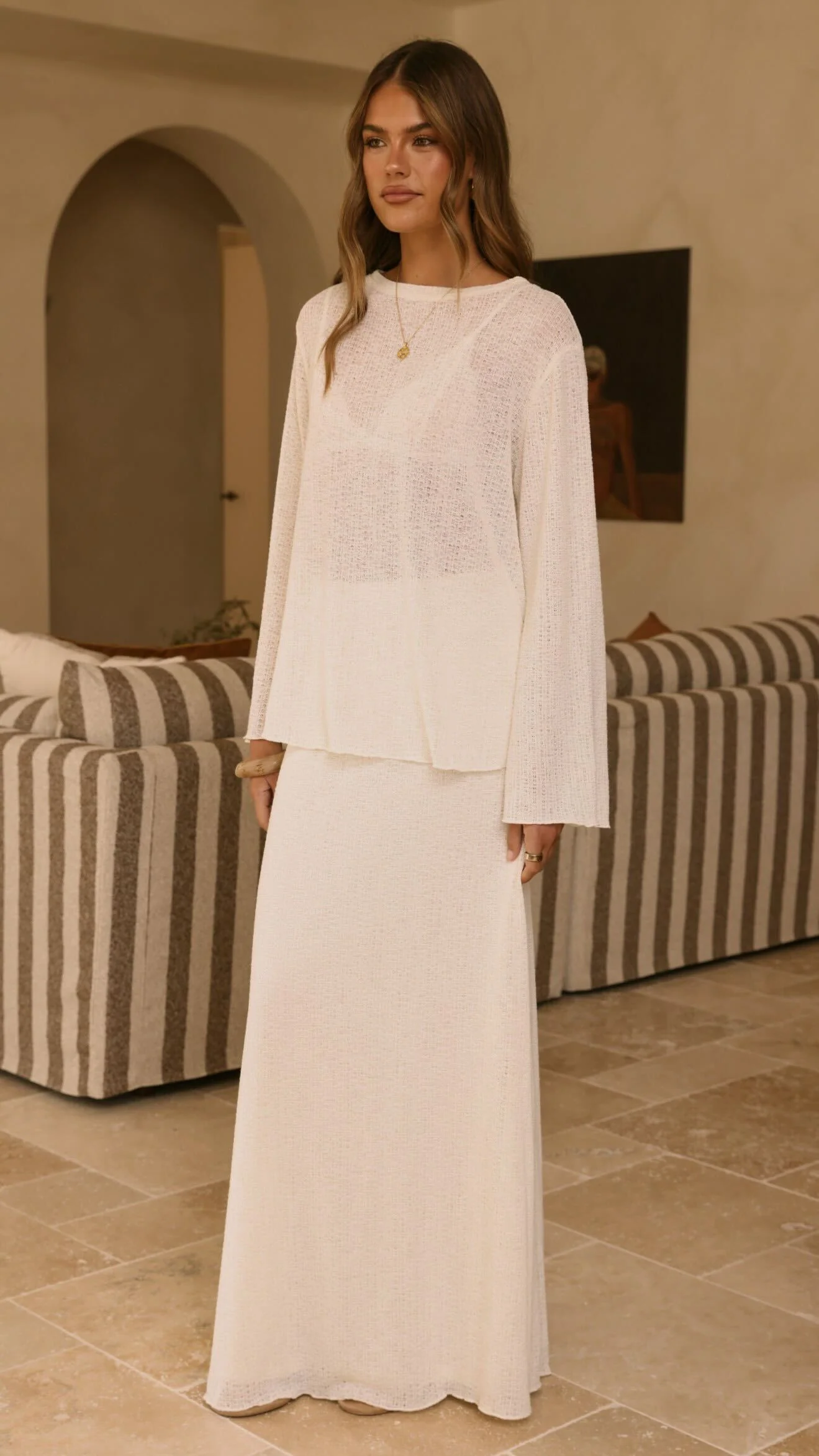 Bayley Knit Top and Skirt Set - Cream - Image 7