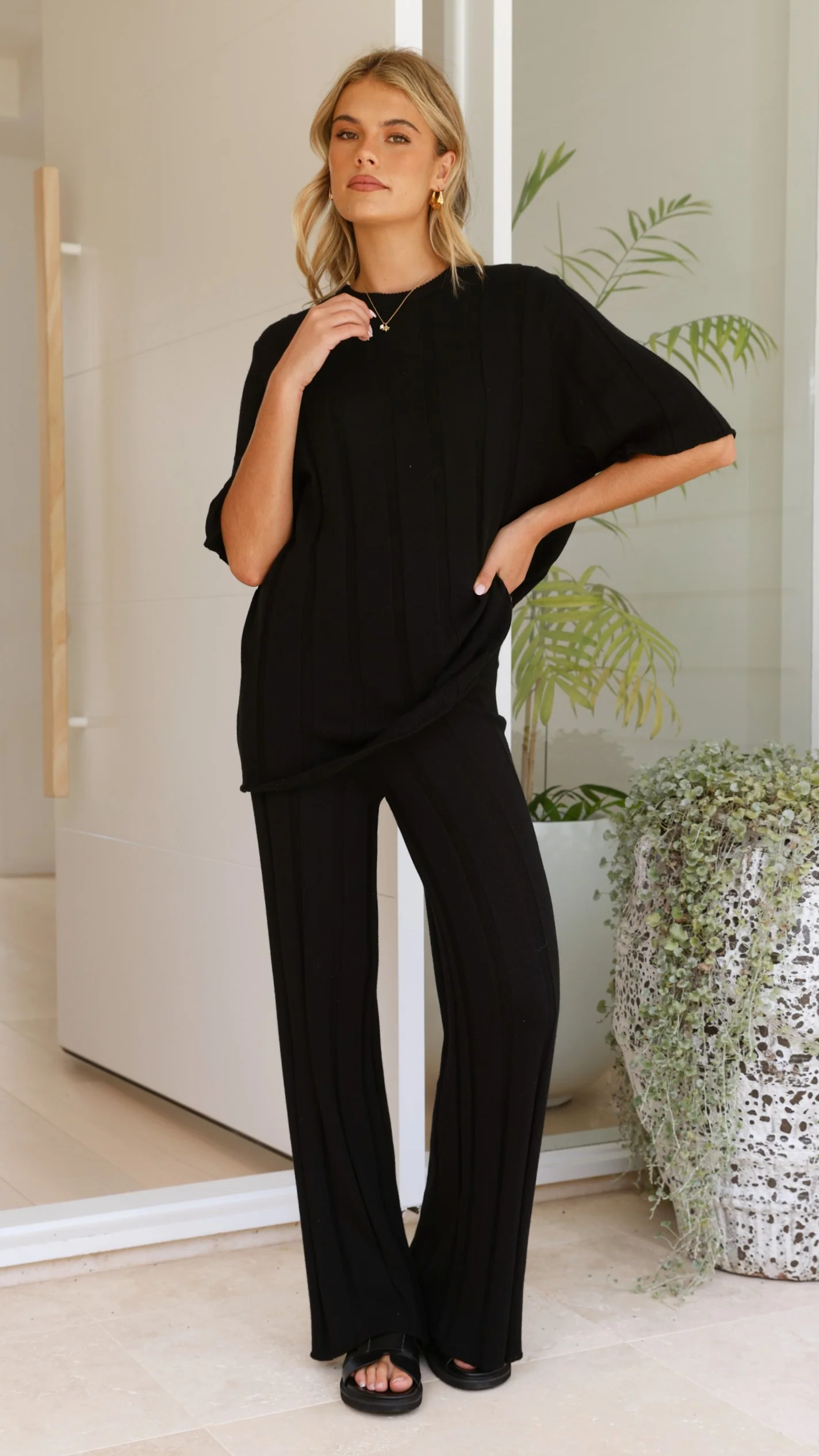 Bayu Knit Pants - Black - Image 2