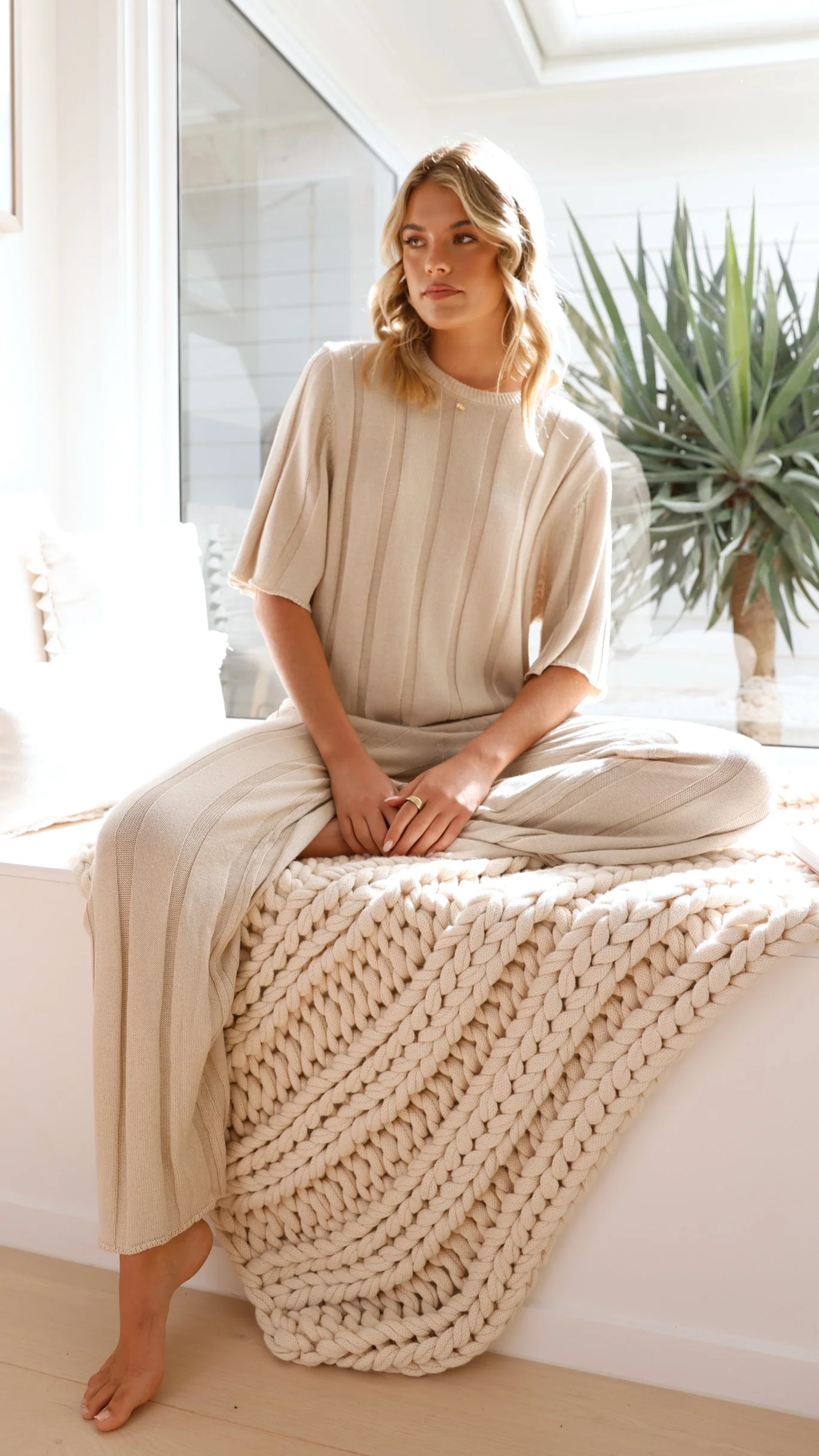 Bayu Knit Pants - Cream - Image 15