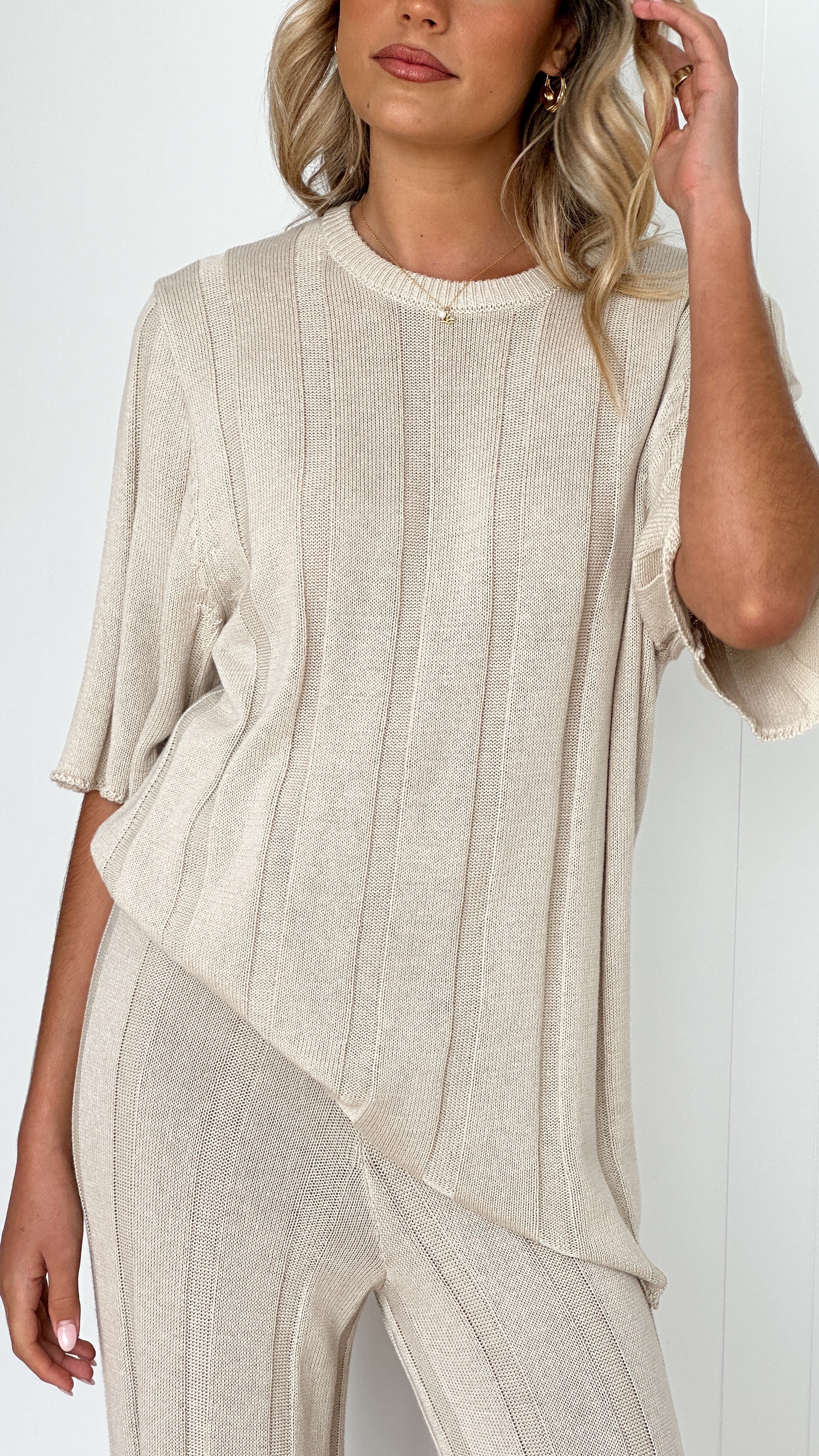 Bayu Knit Pants - Cream - Image 5