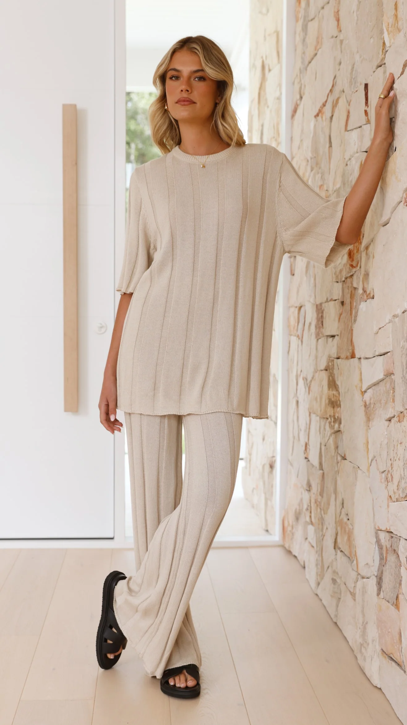 Bayu Knit Pants - Cream - Image 7