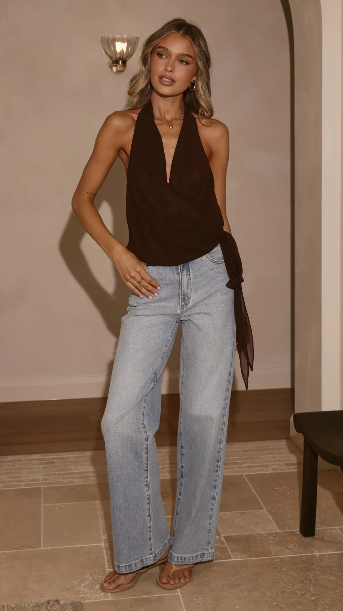 Belle Halter Neck Top - Brown - Image 6