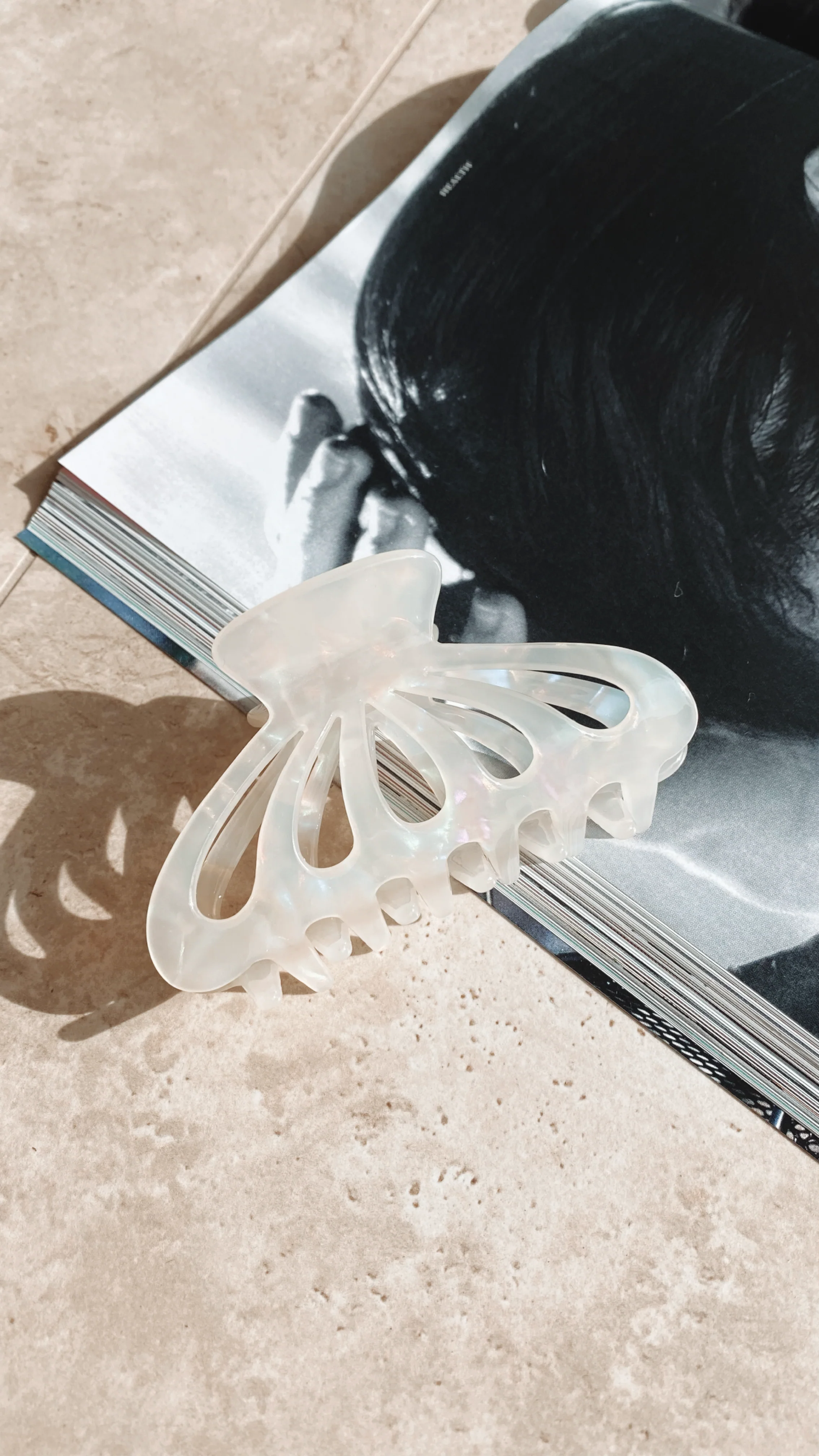Bianca Butterfly Claw Clip - Ivory Marble - Image 5