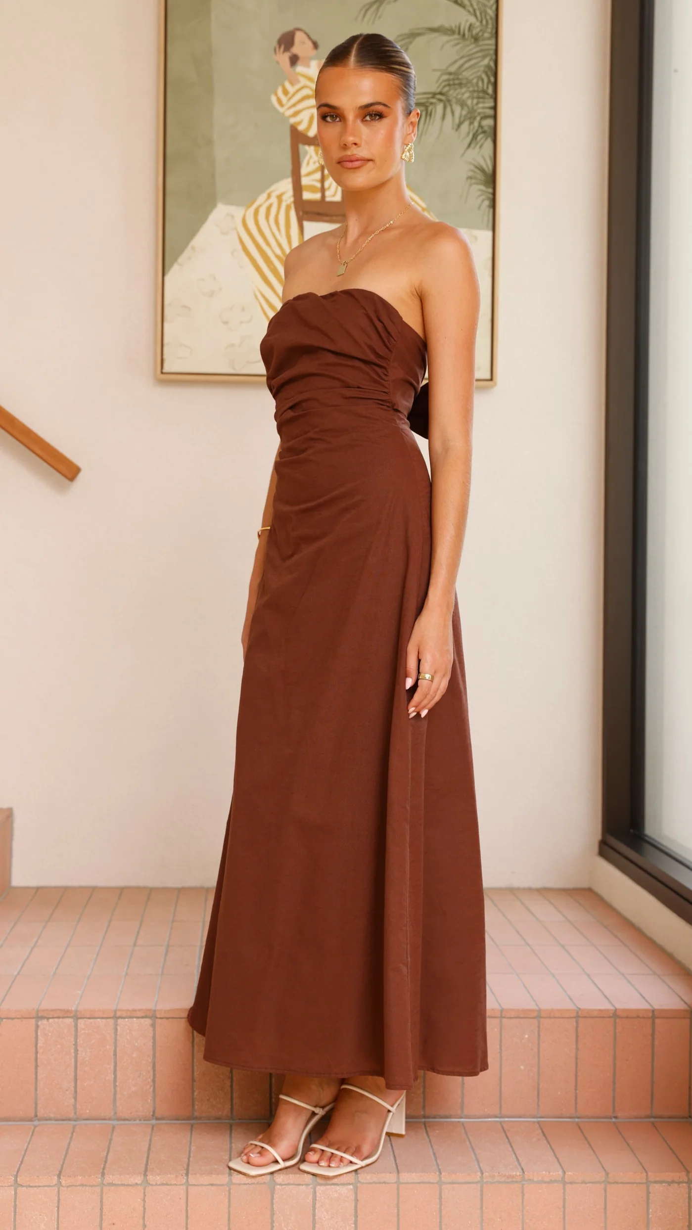 Bolivia Strapless Maxi Dress - Chocolate - Image 7