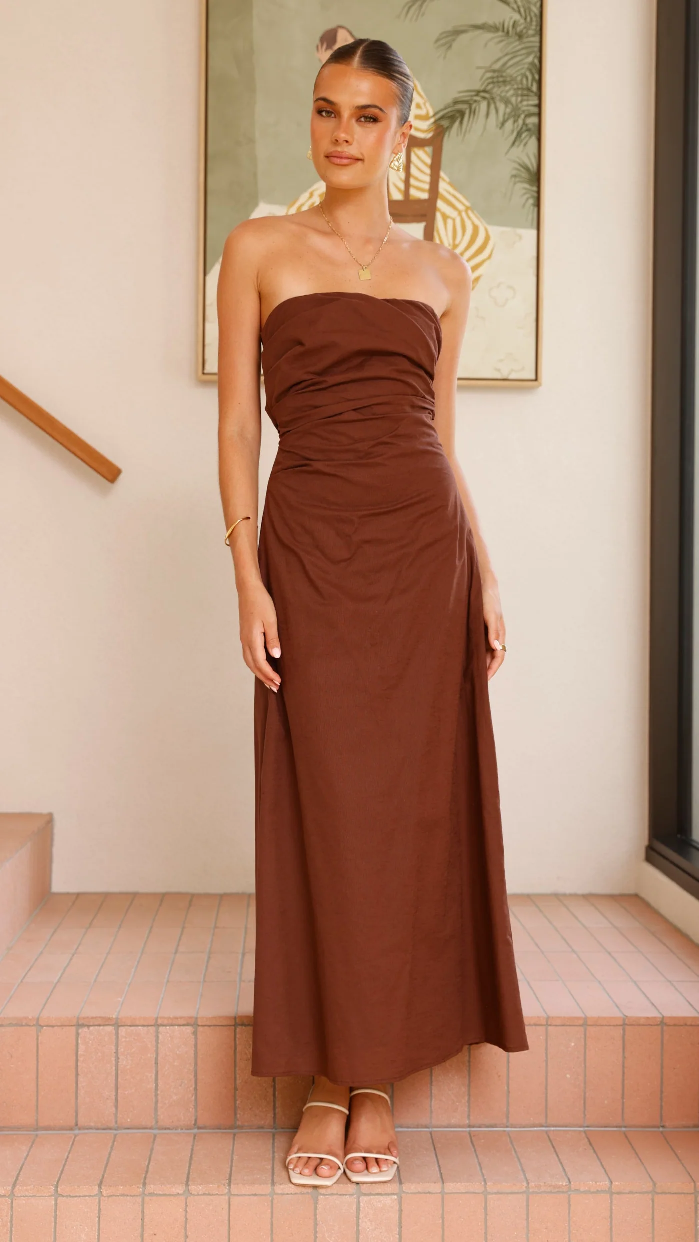 Bolivia Strapless Maxi Dress - Chocolate - Image 8