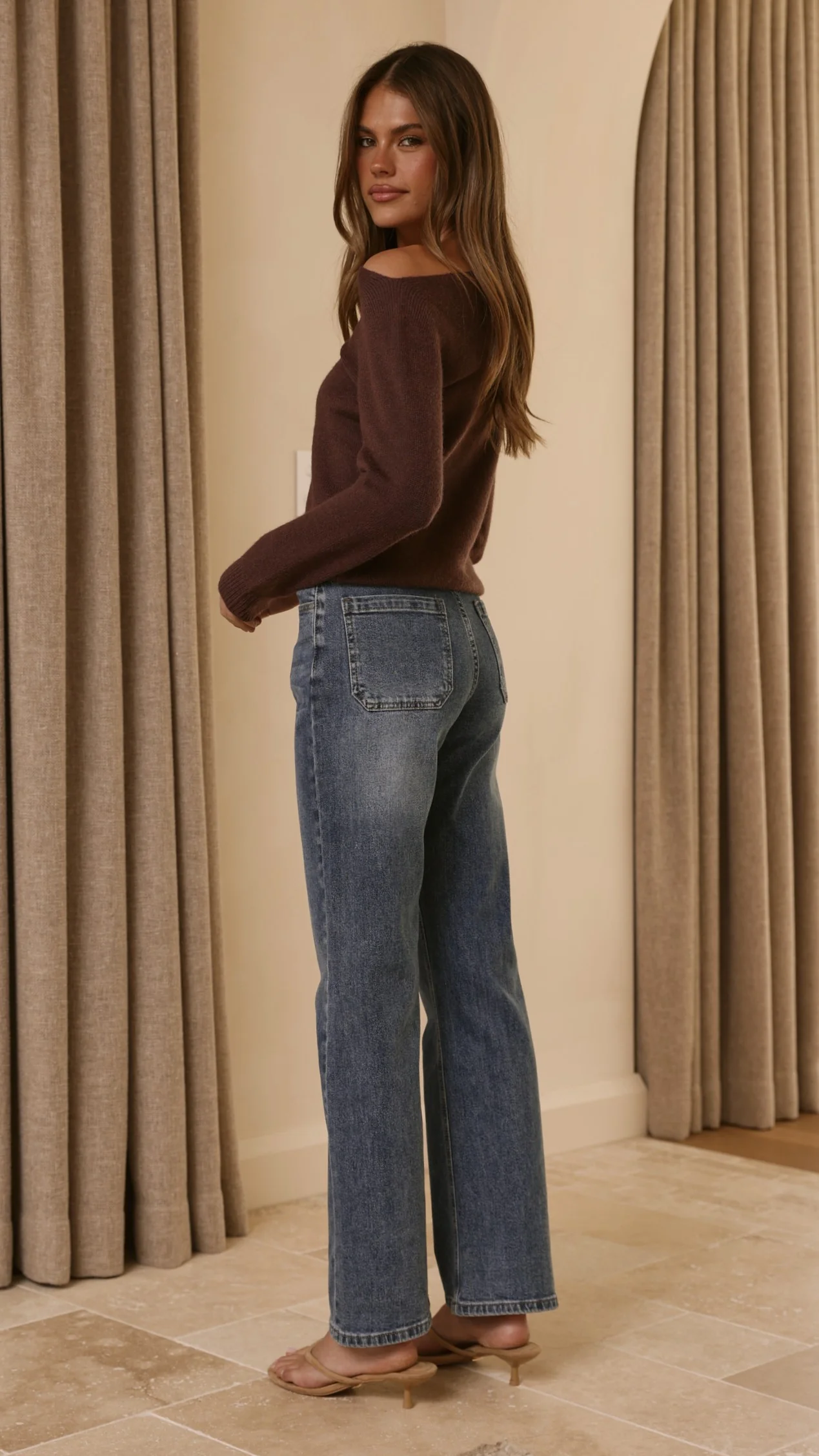Briella Boat Neck Sweater - Brown - Image 3