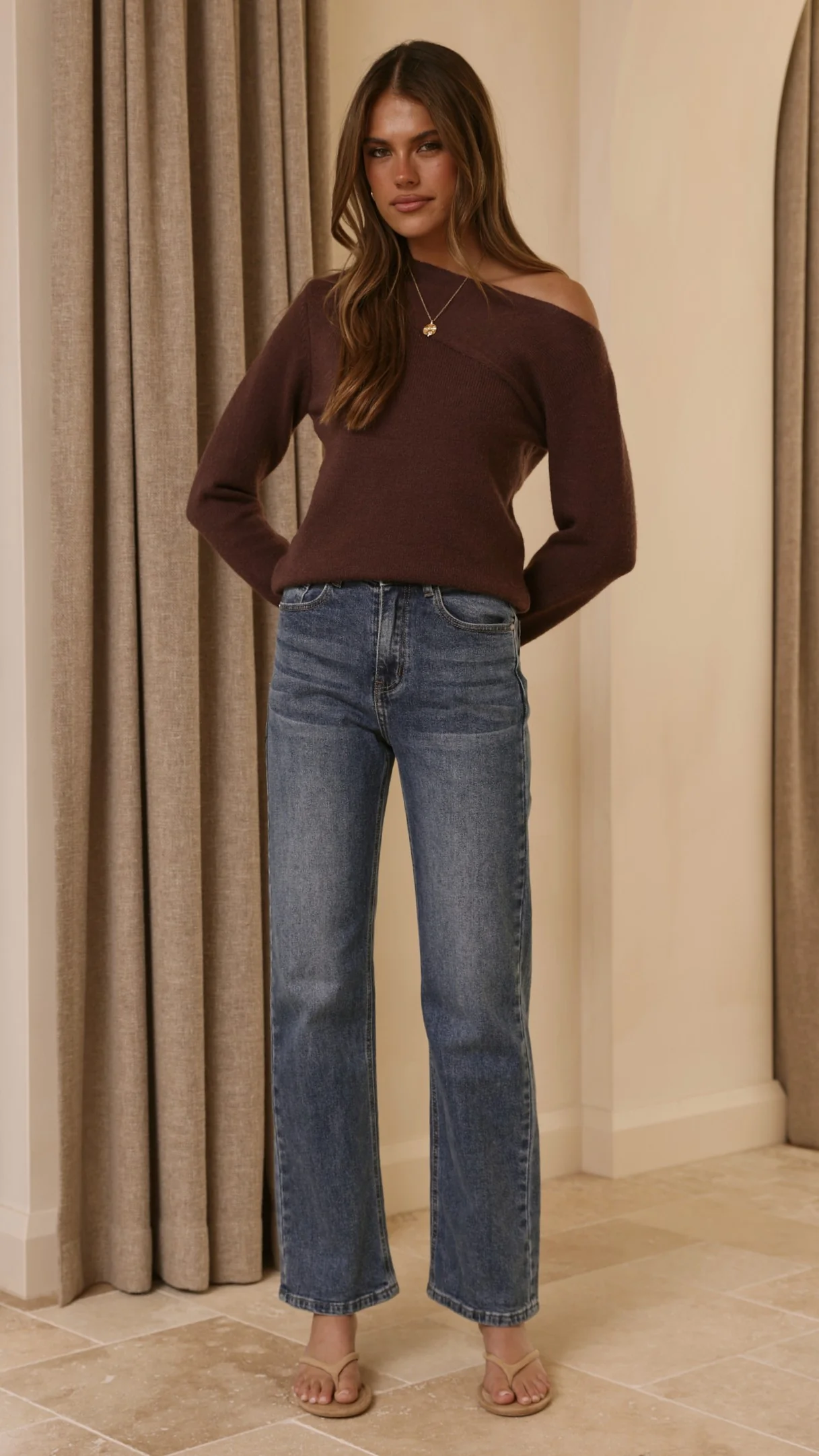 Briella Boat Neck Sweater - Brown - Image 5