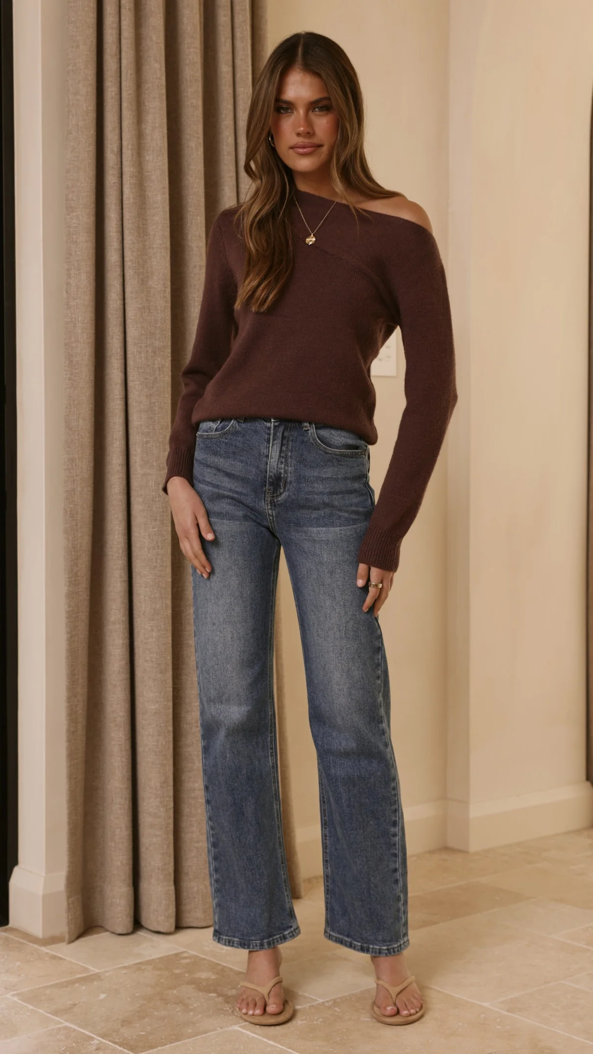 Briella Boat Neck Sweater - Brown - Image 9