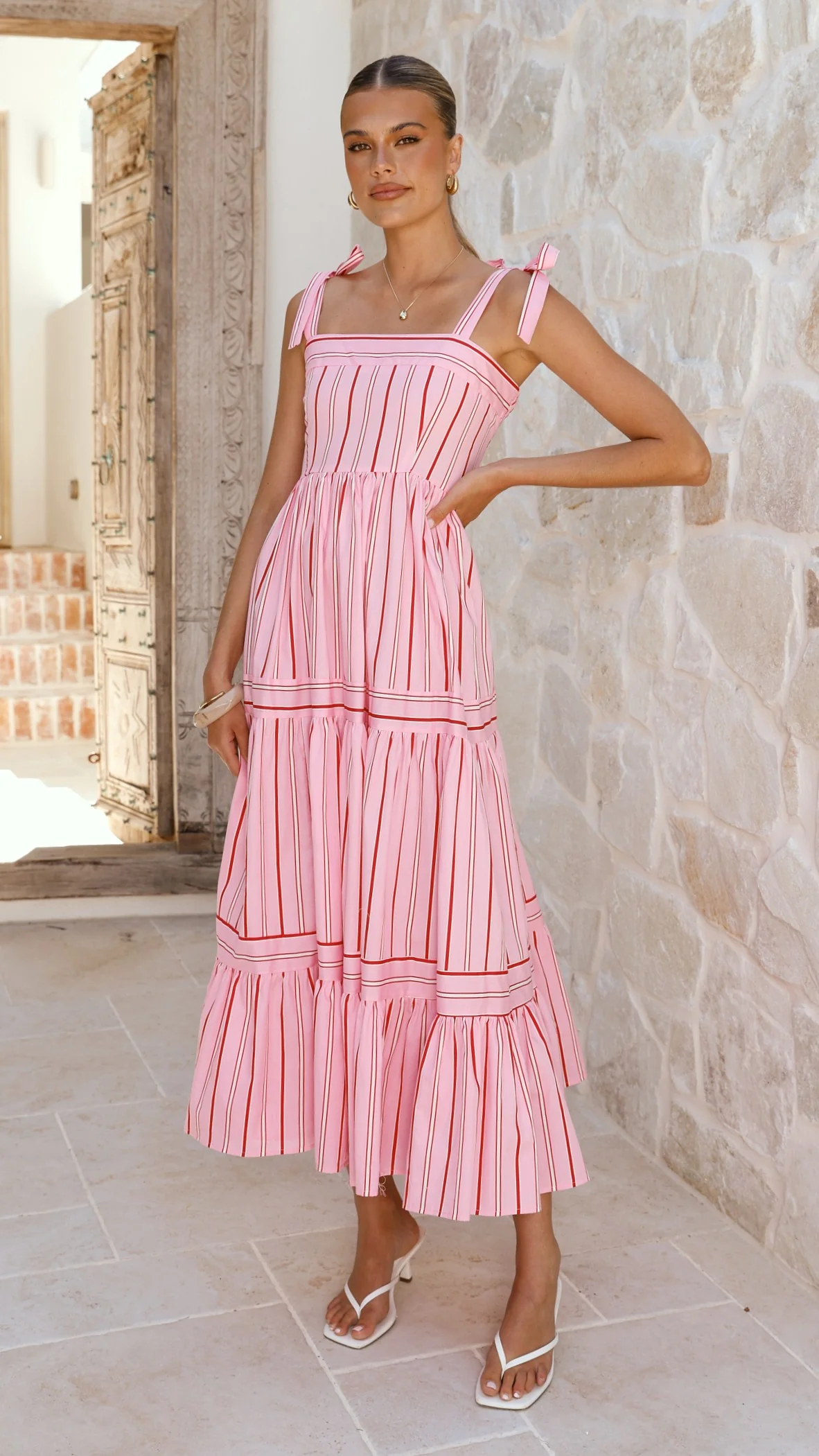 Caju Maxi Dress - Pink Stripe - Image 3
