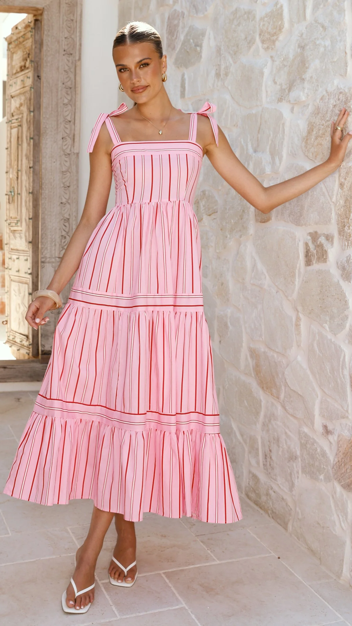 Caju Maxi Dress - Pink Stripe - Image 5
