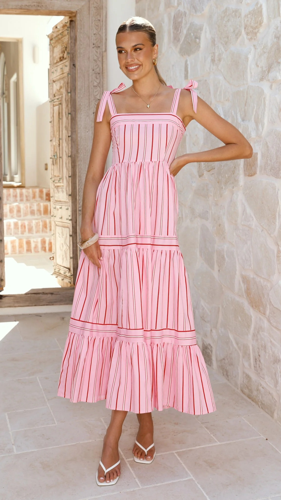 Caju Maxi Dress - Pink Stripe - Image 6