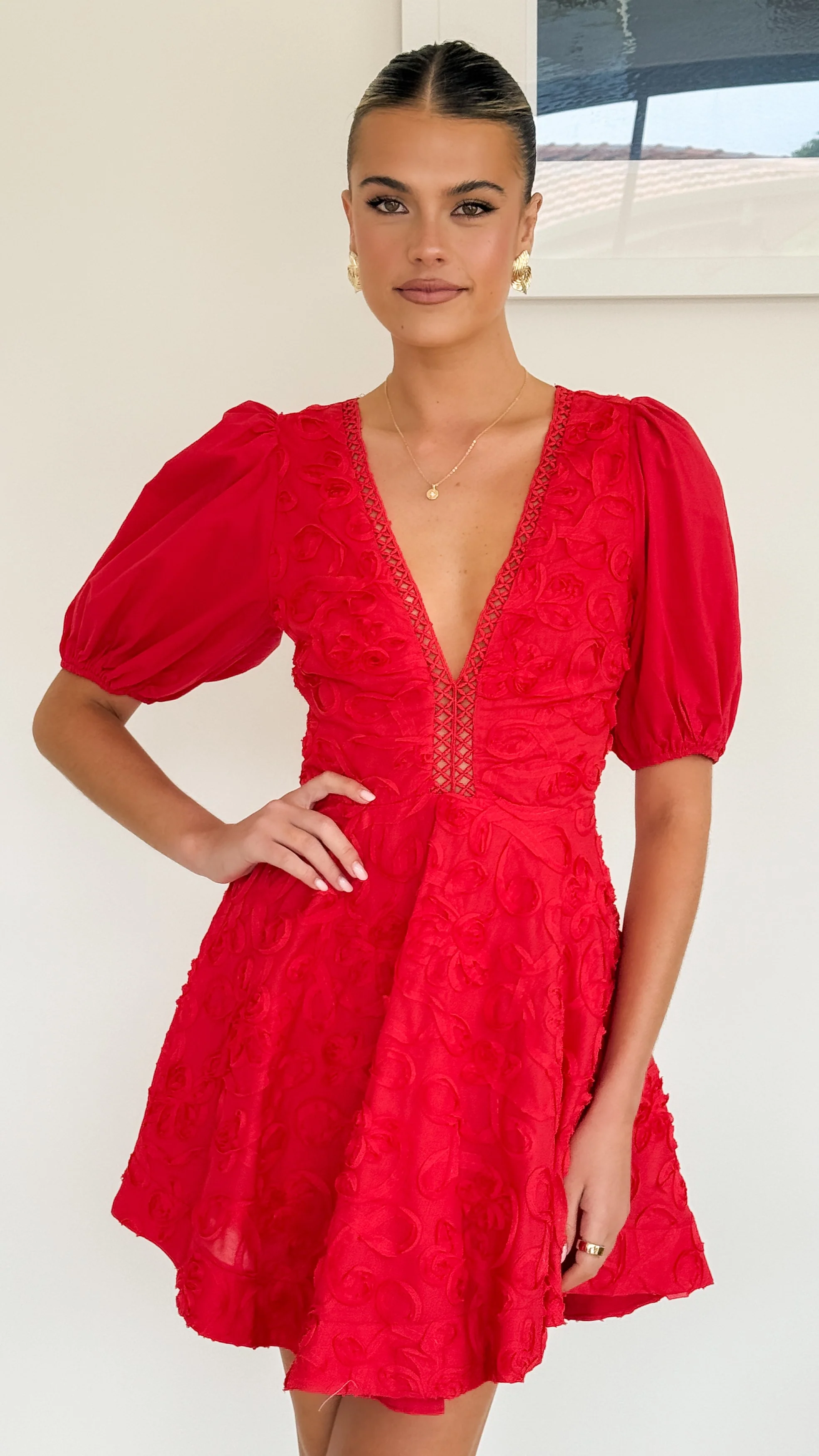 Calanthe Mini Dress - Red - Image 4