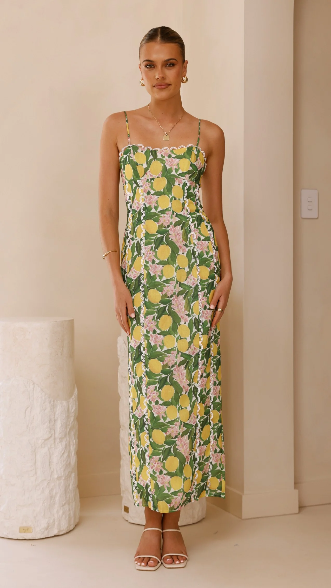 Carlia Midi Dress - Lemon Print - Image 3